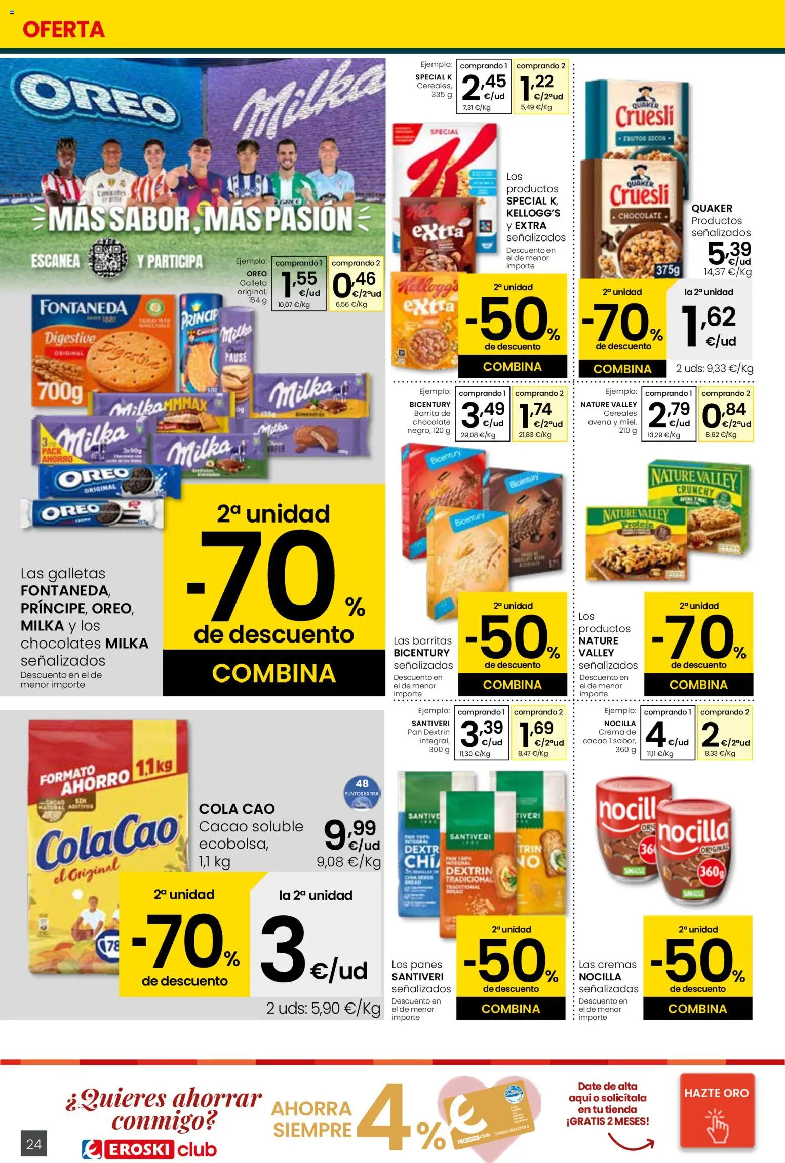 Eroski - Quieres ahorrar conmigo Center │ válido desde el 26.03.2026 | Página: 24 | Productos: Chocolate, Crema de cacao, Cereales, Galletas
