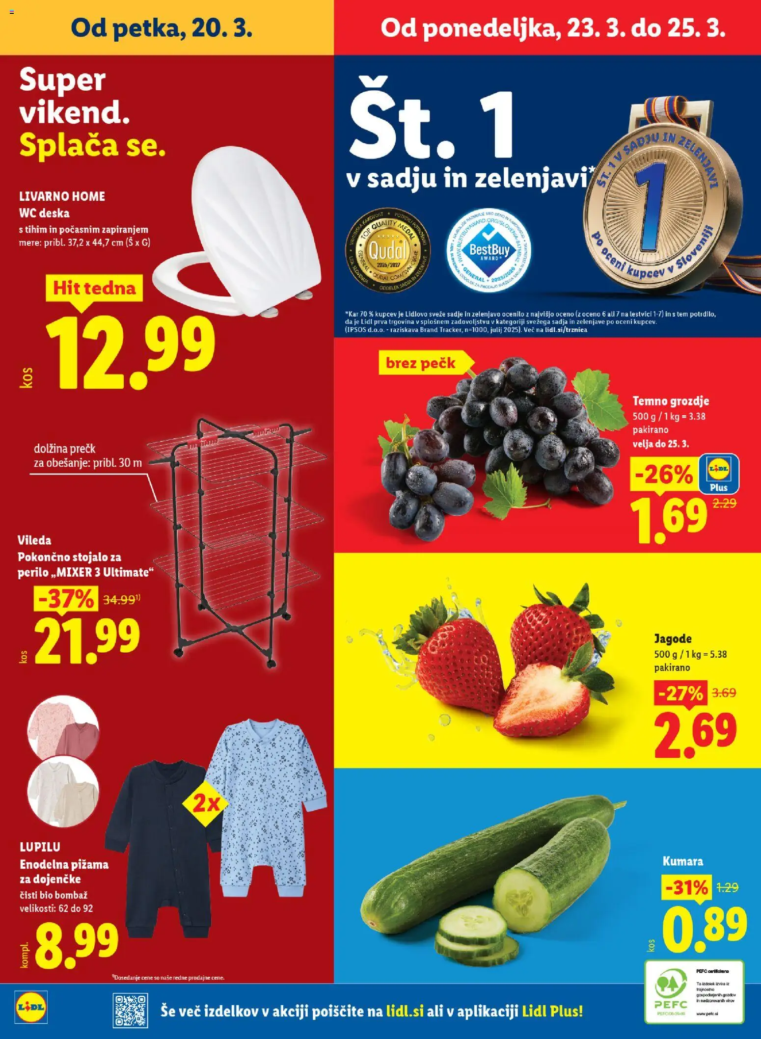 Novi Lidl katalog ponudbe – veljaven od 19.03.2026 | Stran: 68 | Izdelki: Pižama, WC deska, Jagode, Sadje