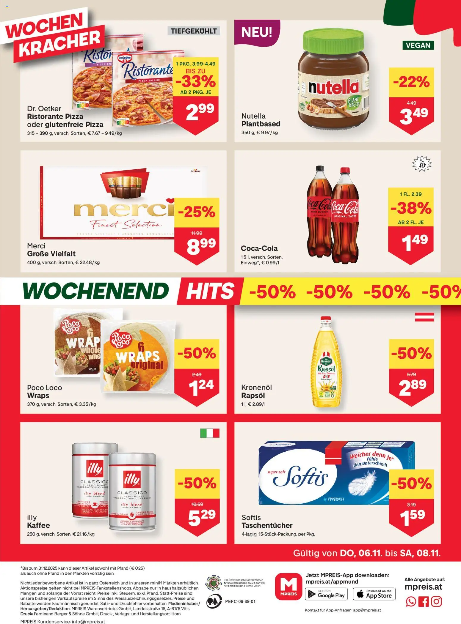 MPREIS Flugblatt gültig ab 06.11.2025 | Seite: 12 | Produkte: Zucker, Kaffee, Pizza