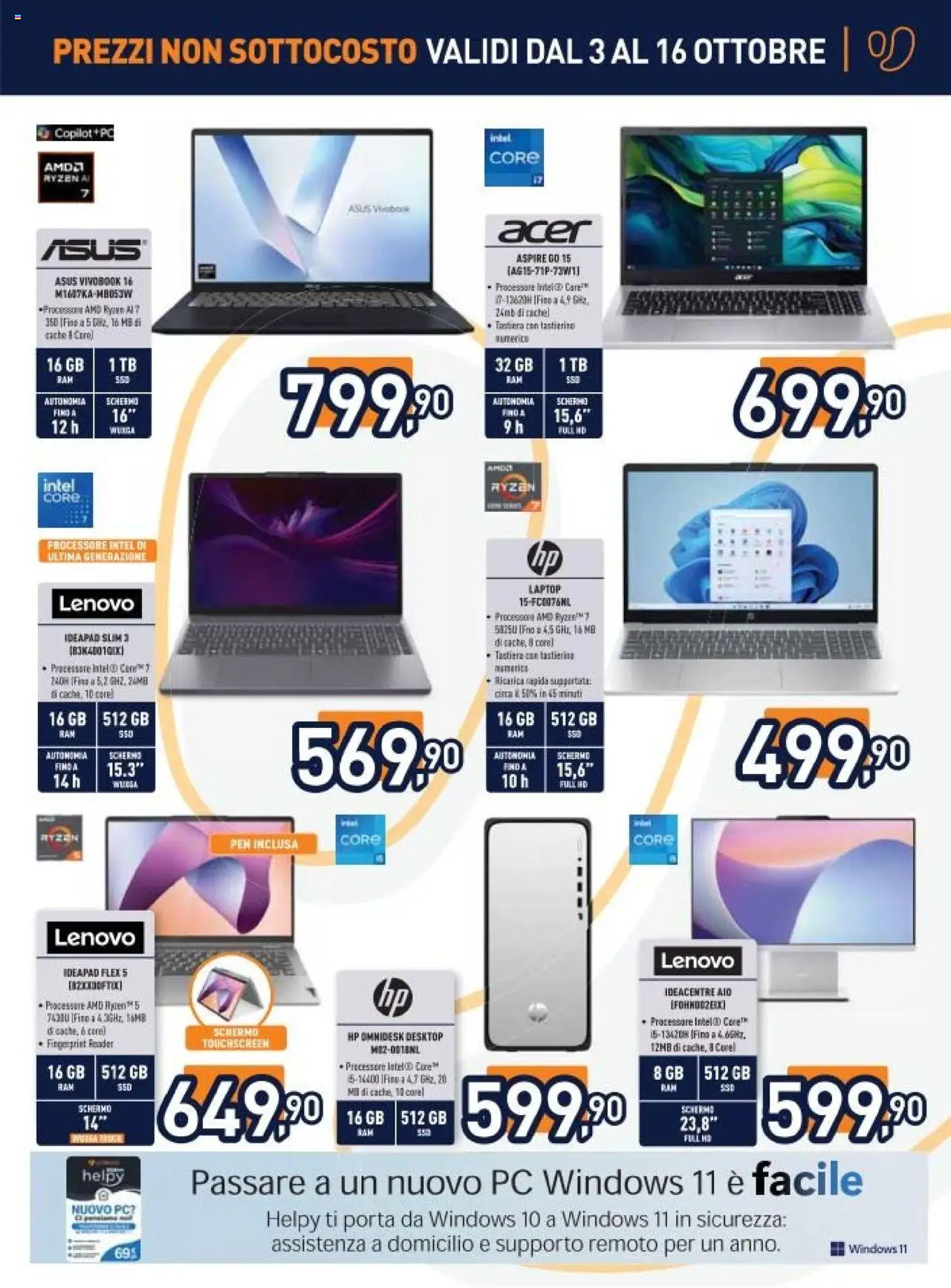 Volantino Unieuro del 03.10.2025 | Pagina: 13 | Prodotti: Schermo, Laptop, PC, Tastiera
