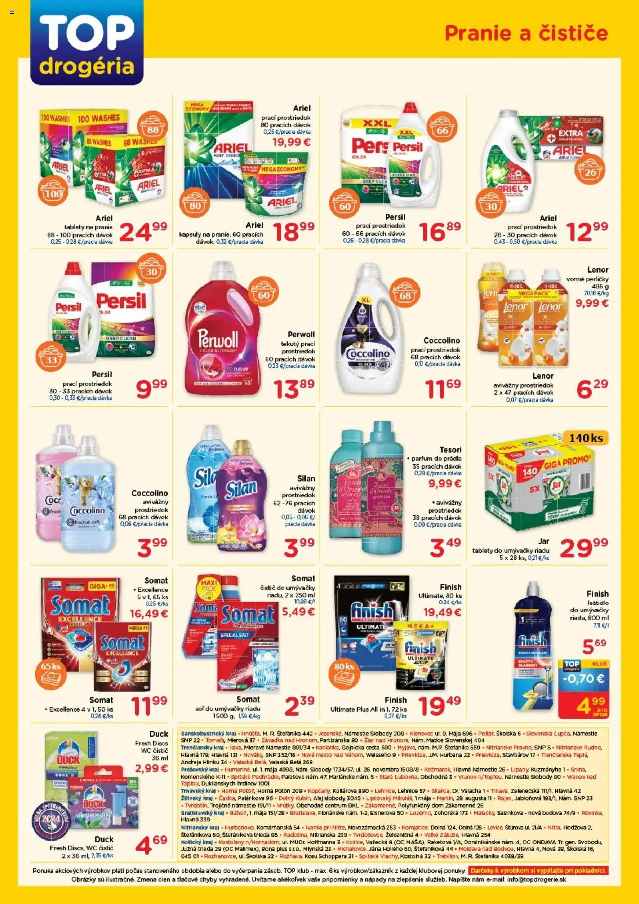 Nové TOP Drogéria akcie – leták je platný od 22.09.2025 | Strana: 4 | Produkty: Persil, Ariel, Soľ, Coccolino