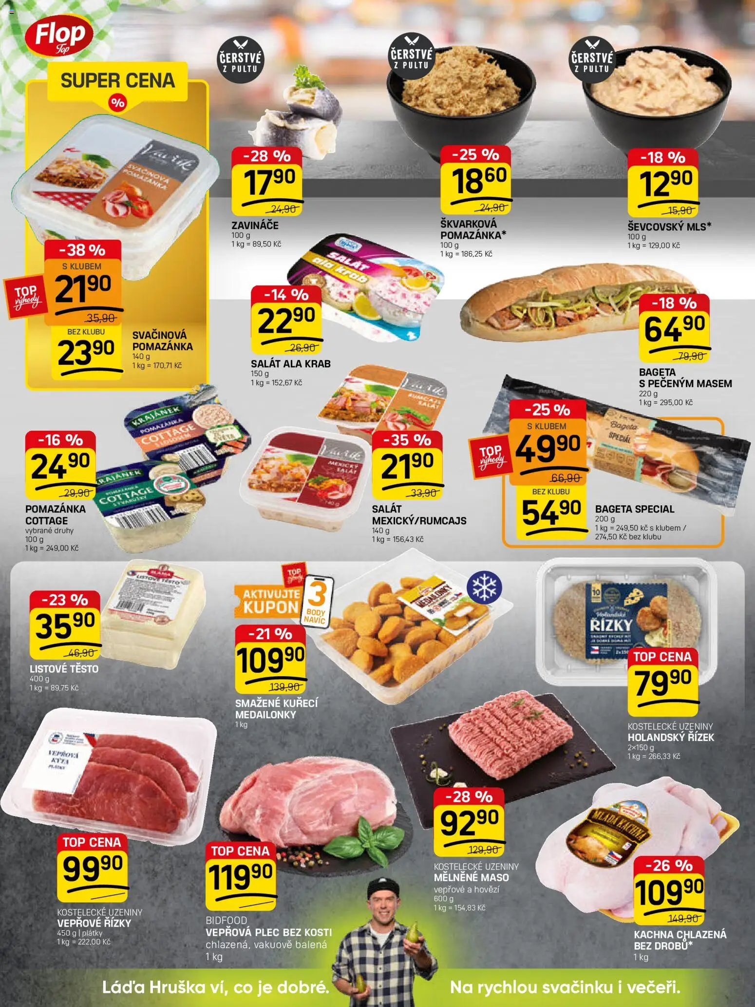 Flop leták - FlopTop od 04.02.2026 | Strana: 6 | Produkty: Vepřové řízky, Uzeniny, Pomazánka, Bageta