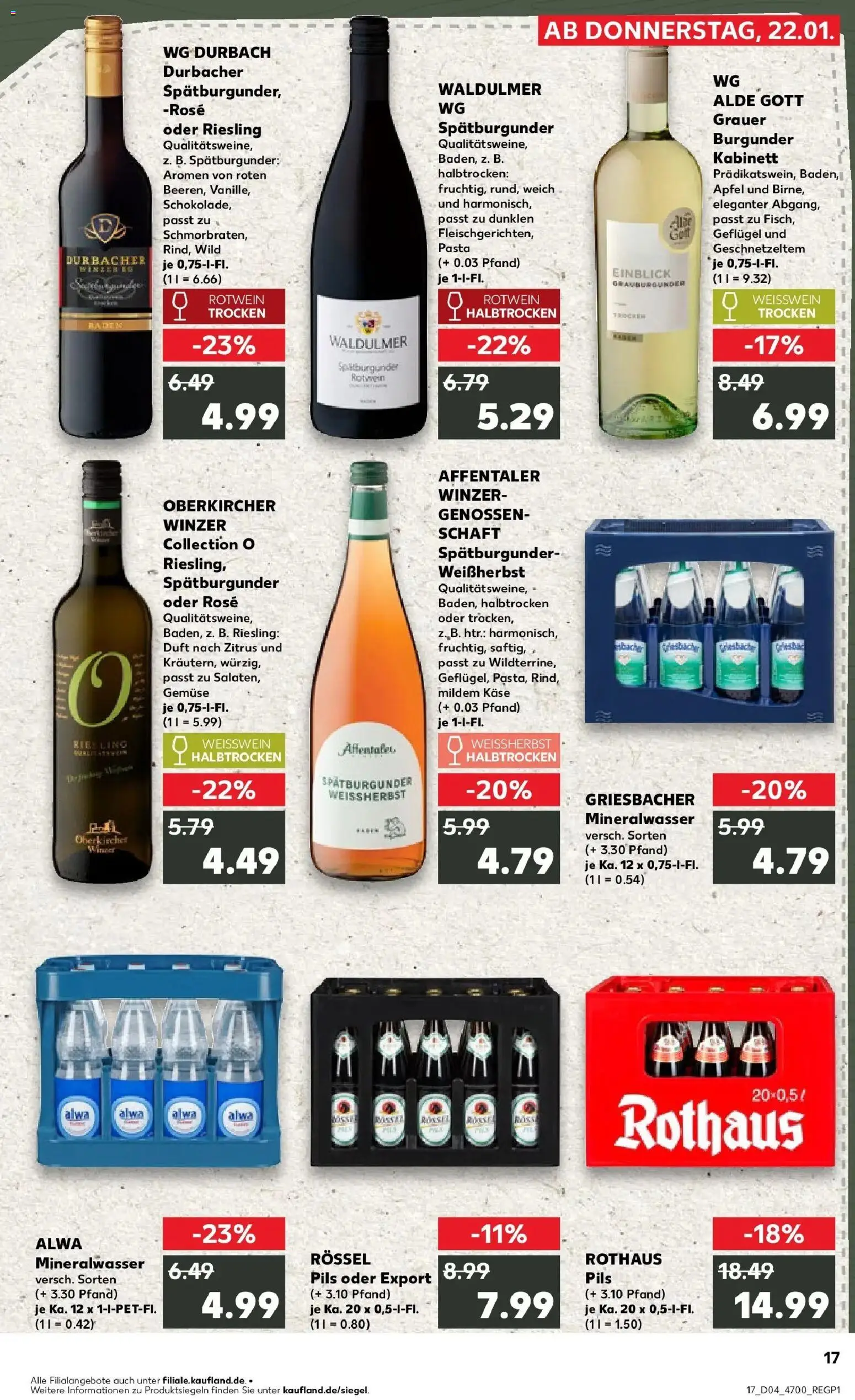 Kaufland prospekt Bühl	 – gültig ab 22.01.2026 | Seite: 2 | Produkte: Käse, Weißwein, Rotwein, Weißwein trocken