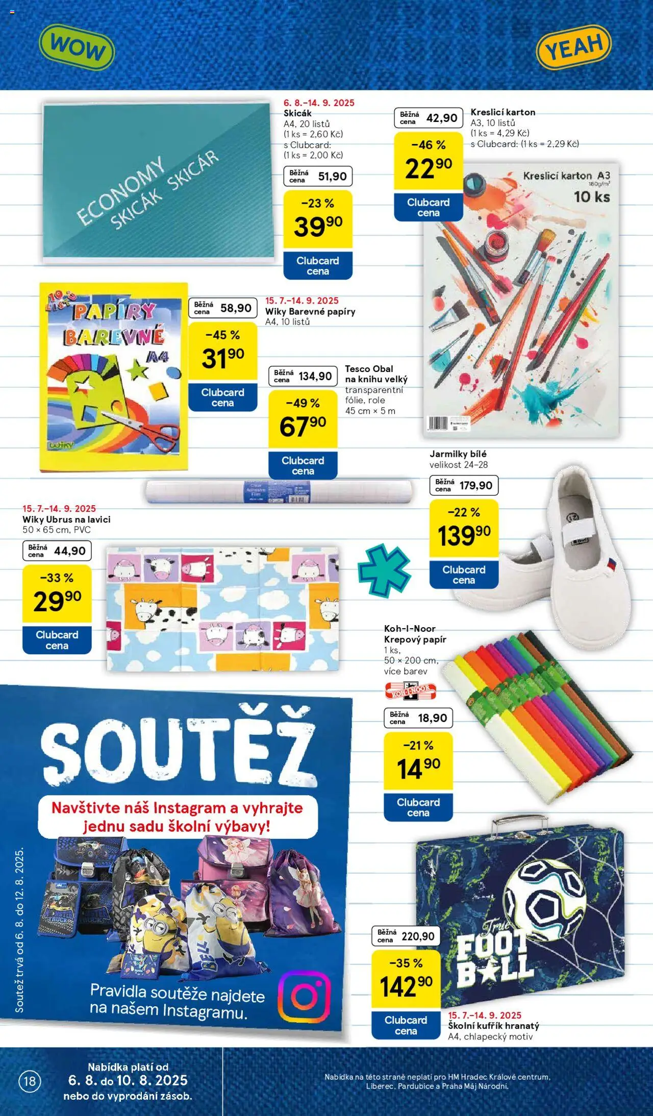 Tesco leták - Hypermarket od 06.08.2025 | Strana: 18 | Produkty: Kufřík, Krepový papír, Skicák, Ubrus