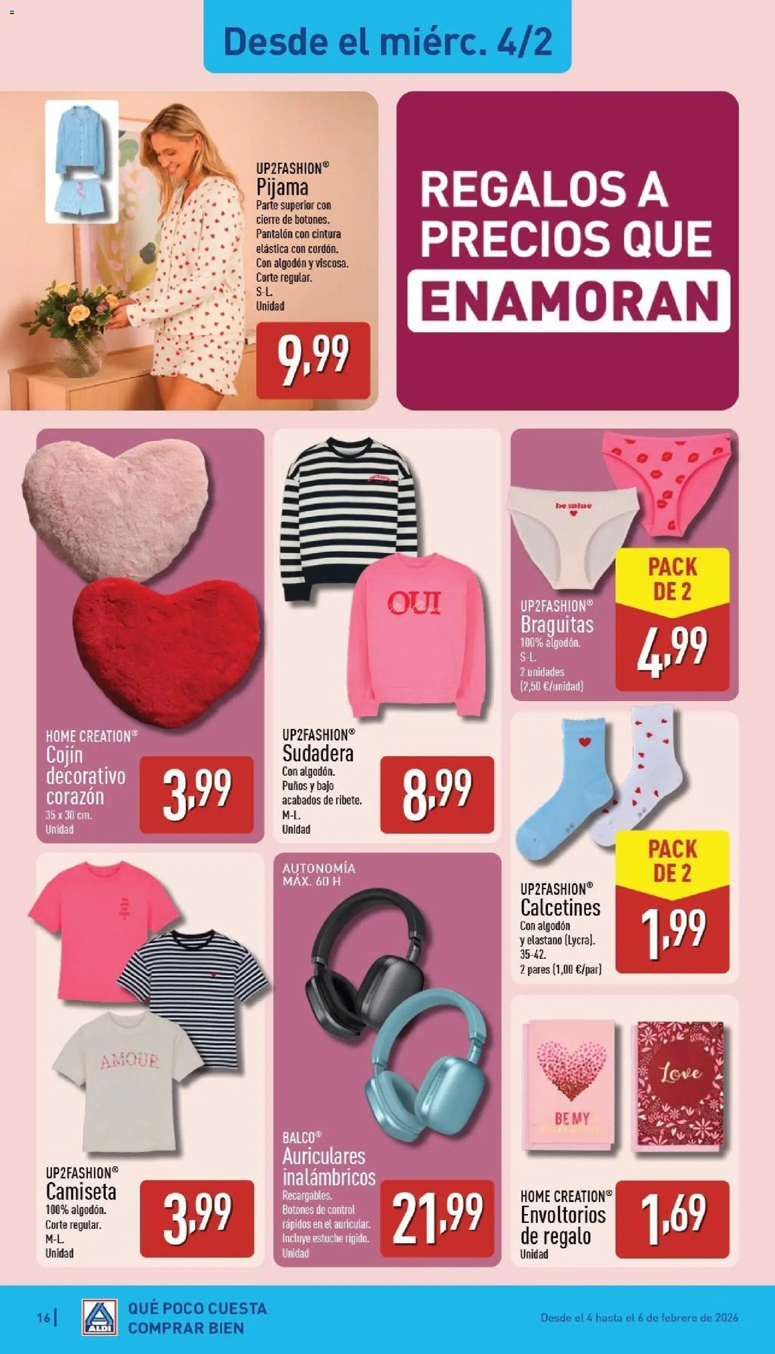 Aldi folleto Baleares │ válido desde el 02.02.2026 | Página: 16 | Productos: Sudadera, Pijama, Auriculares, Cojín