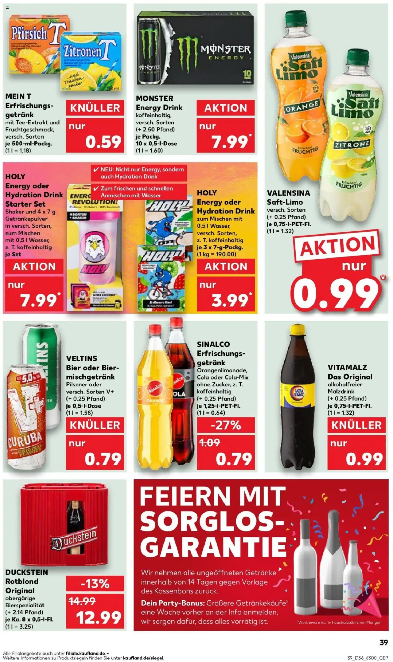 Kaufland prospekt Wetzlar	 – gültig ab 07.09.2025 | Seite: 39 | Produkte: Bier, Wasser, Zitrone, Pfirsich