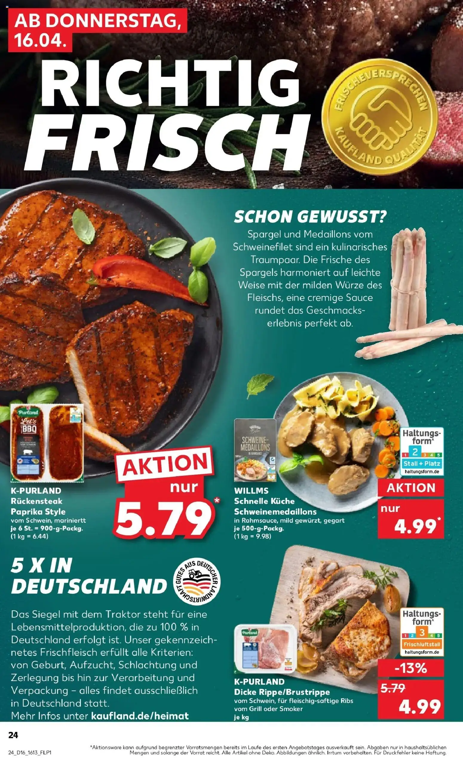 Kaufland Prospekt Lübbecke	 – gültig ab 16.04.2026 | Seite: 24 | Produkte: Grill, Küche, Spargel, Schweinefilet