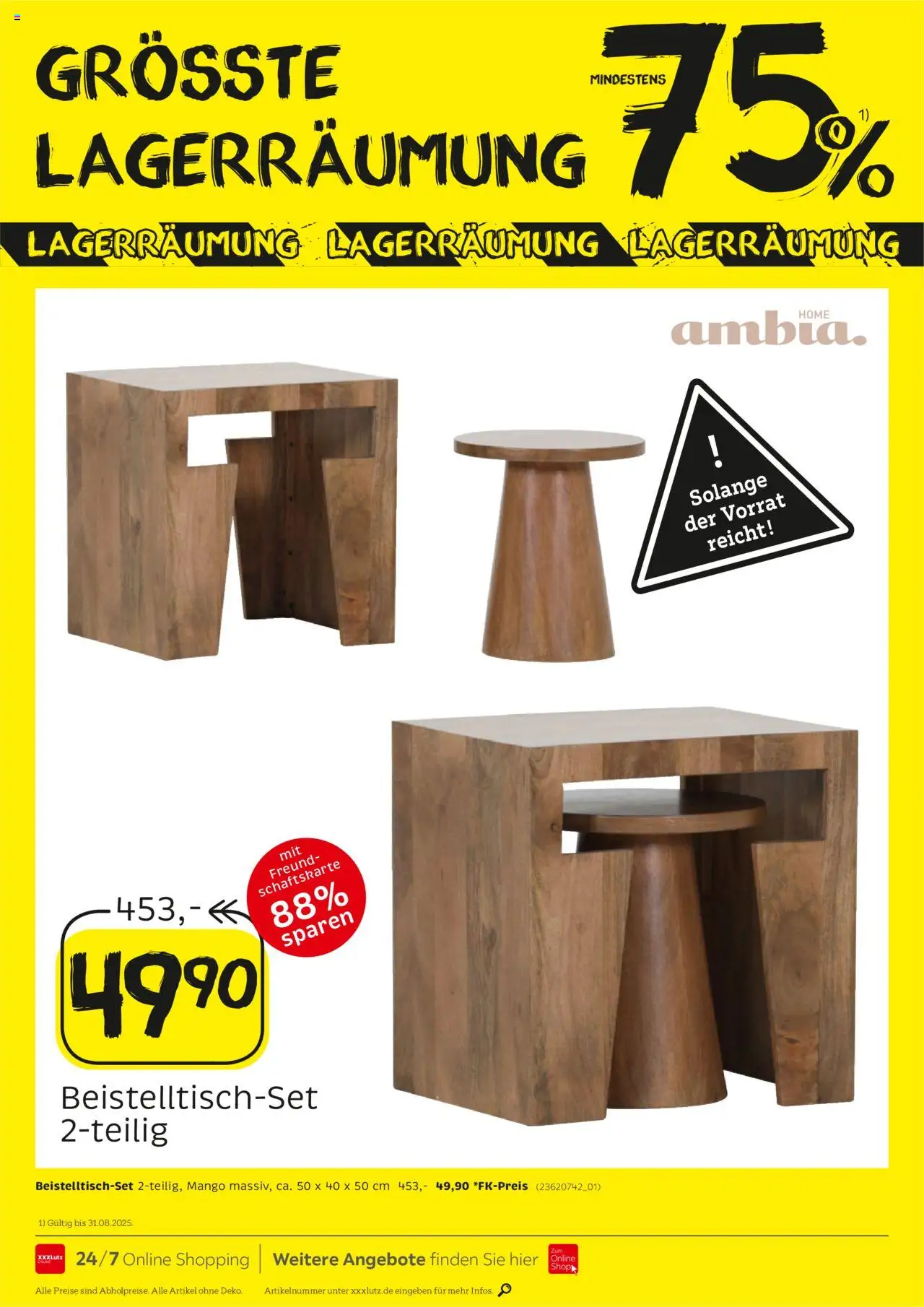 XXXL Lutz Größte Lagerräumungsverkauf - gültig ab dem 18.08.2025 | Seite: 8 | Produkte: Mango