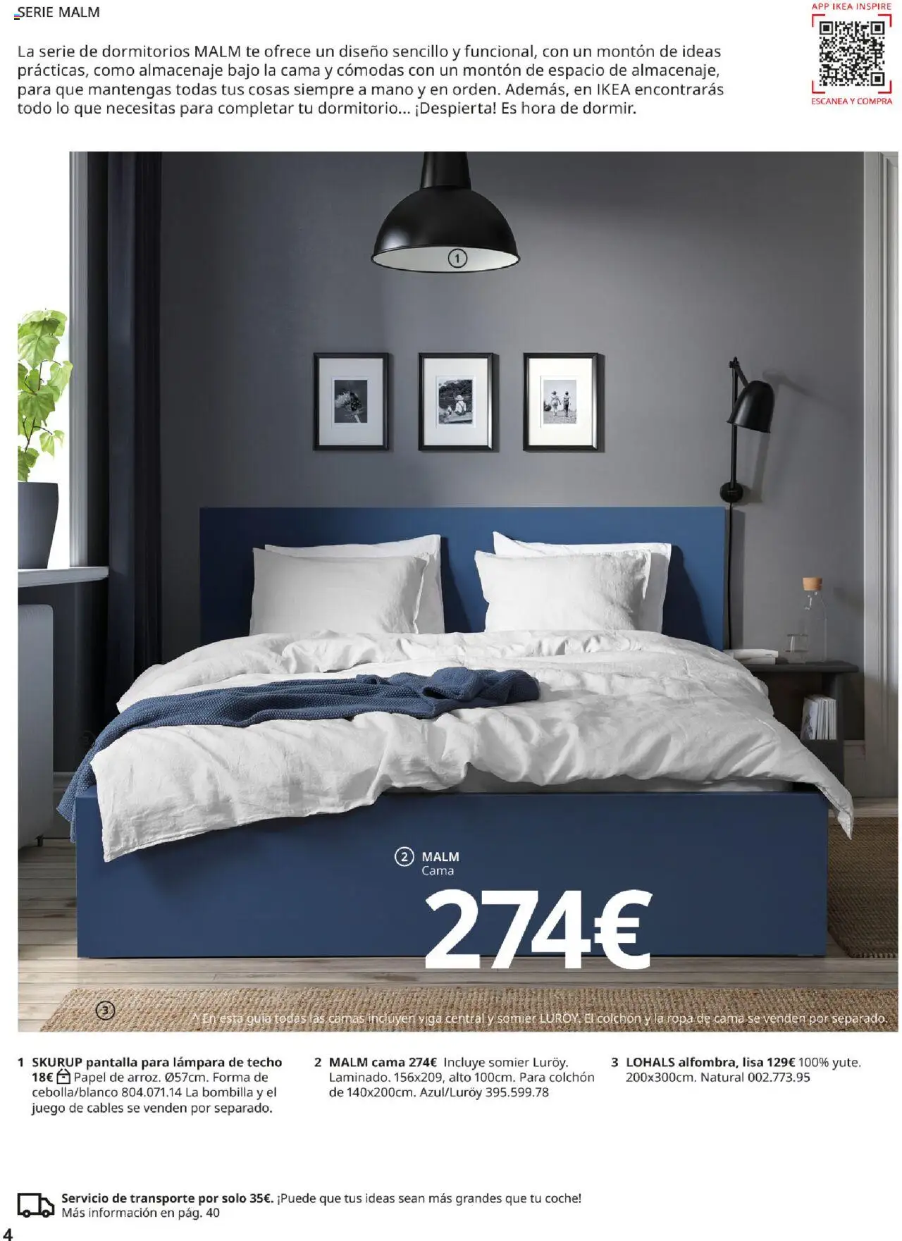 Catálogo IKEA Muebles para el dormitorio │ válido desde el 04.02.2025 | Página: 4 | Productos: Té, Colchon, Cama, Lámpara