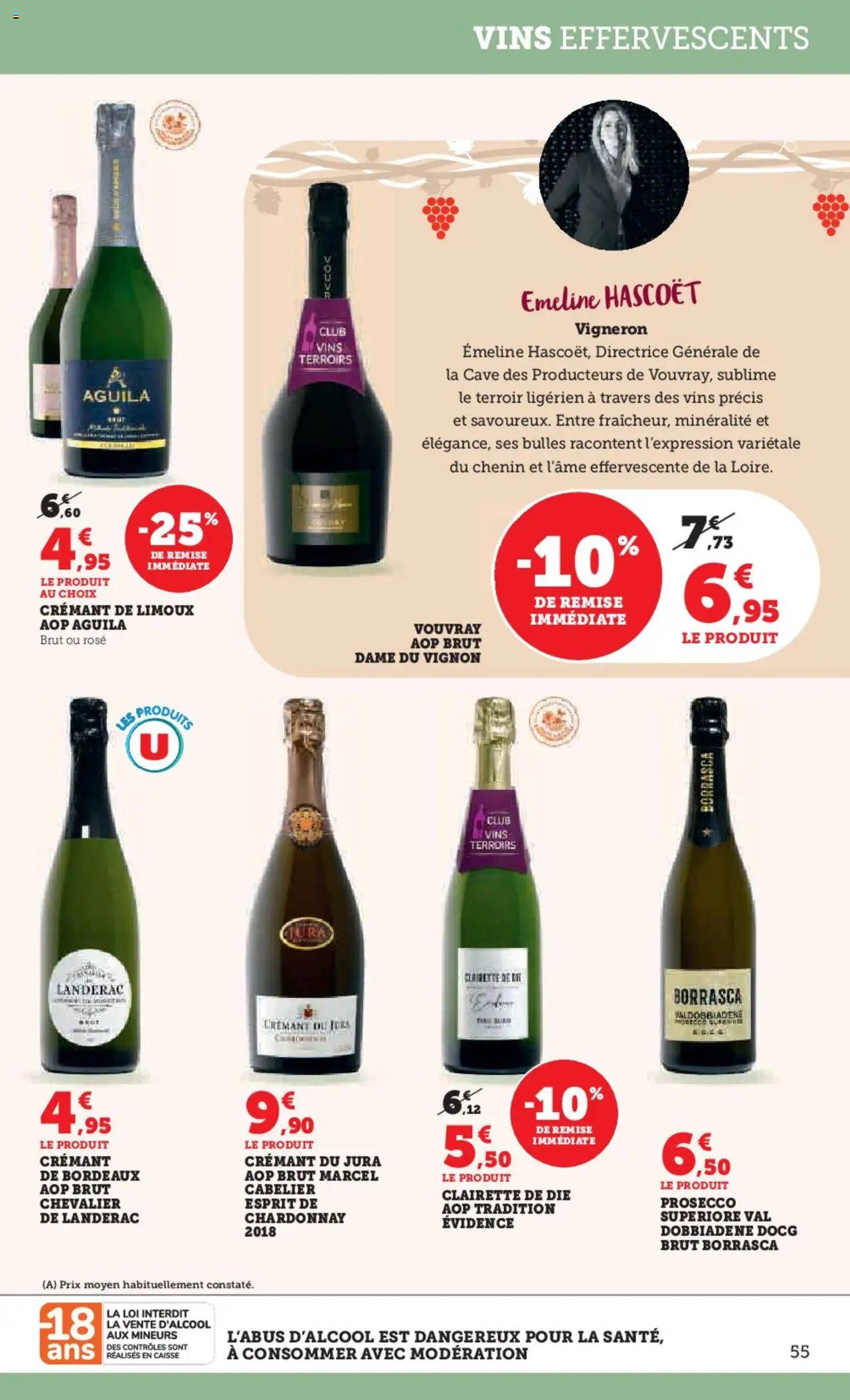  | Page: 55 | Produits: Marcel, Clairette de die, Crémant, Prosecco