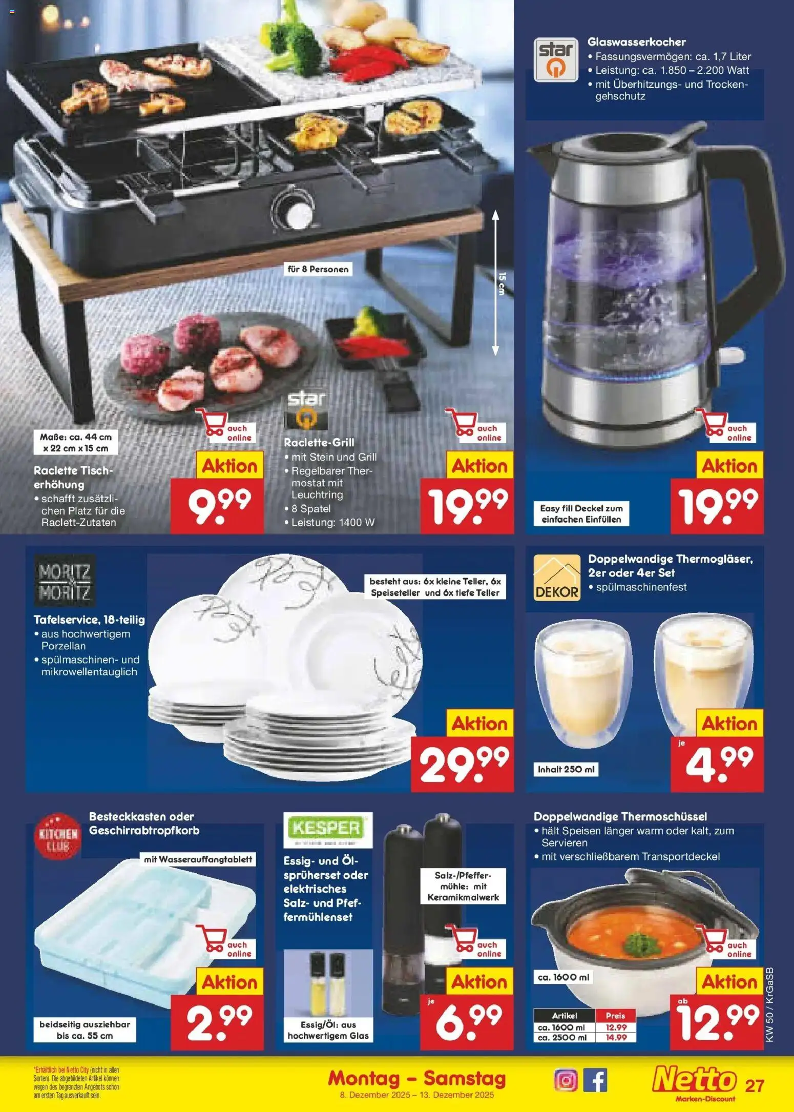 Netto Marken-Discount Prospekt 	 – gültig ab 08.12.2025 | Seite: 33 | Produkte: Essig, Tisch, Salz, Raclette