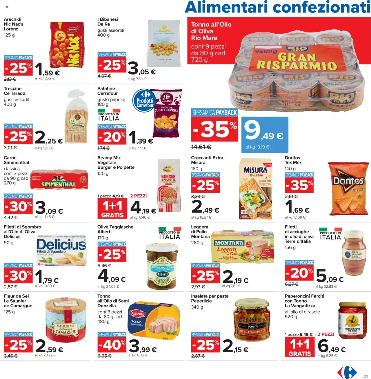 Volantino Carrefour del 07.08.2025 | Pagina: 21 | Prodotti: Patatine, Insalata, Olio, Tonno