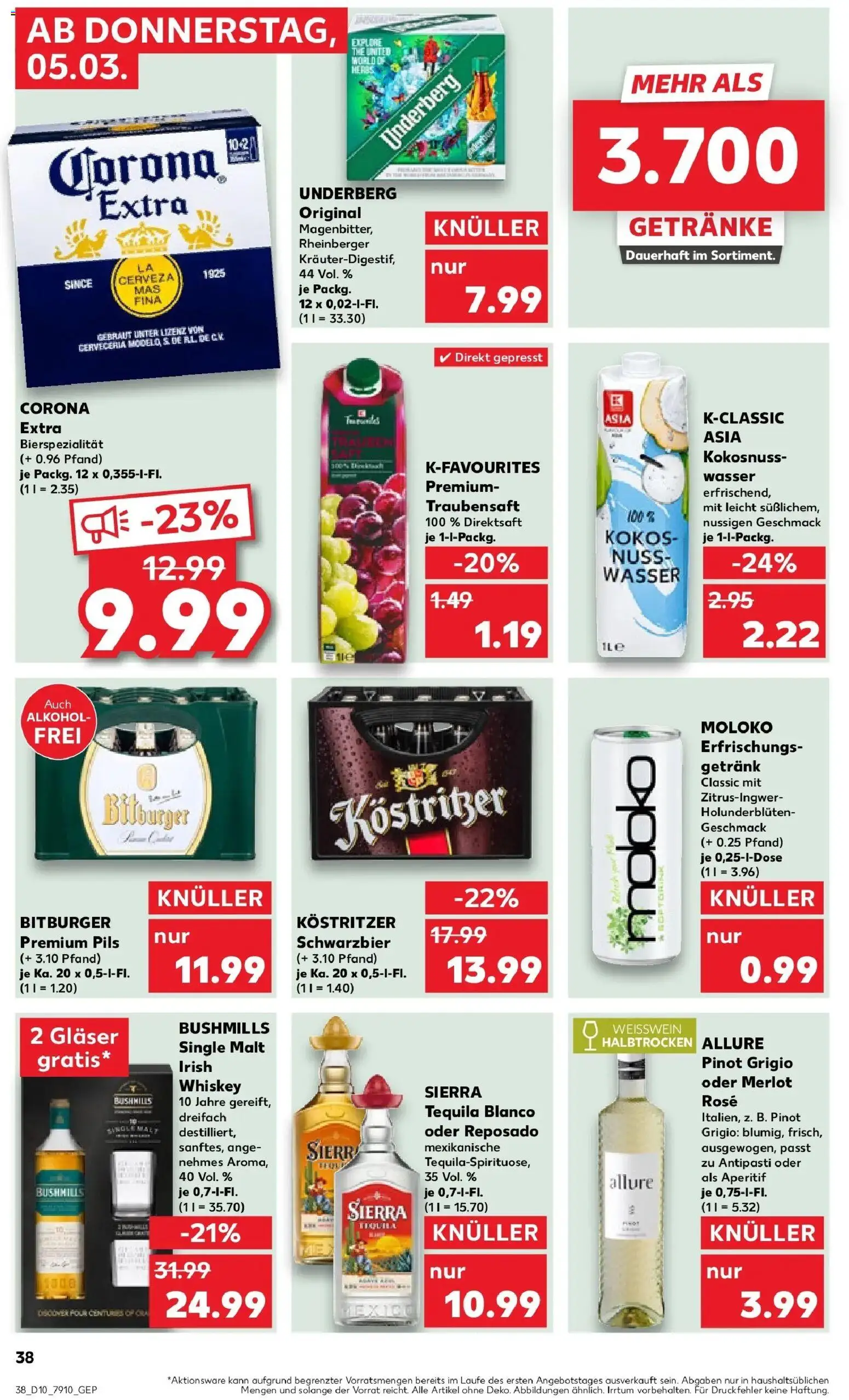 Kaufland Prospekt Hof	 – gültig ab 05.03.2026 | Seite: 38 | Produkte: Bitburger, Kostritzer, Merlot, Pils