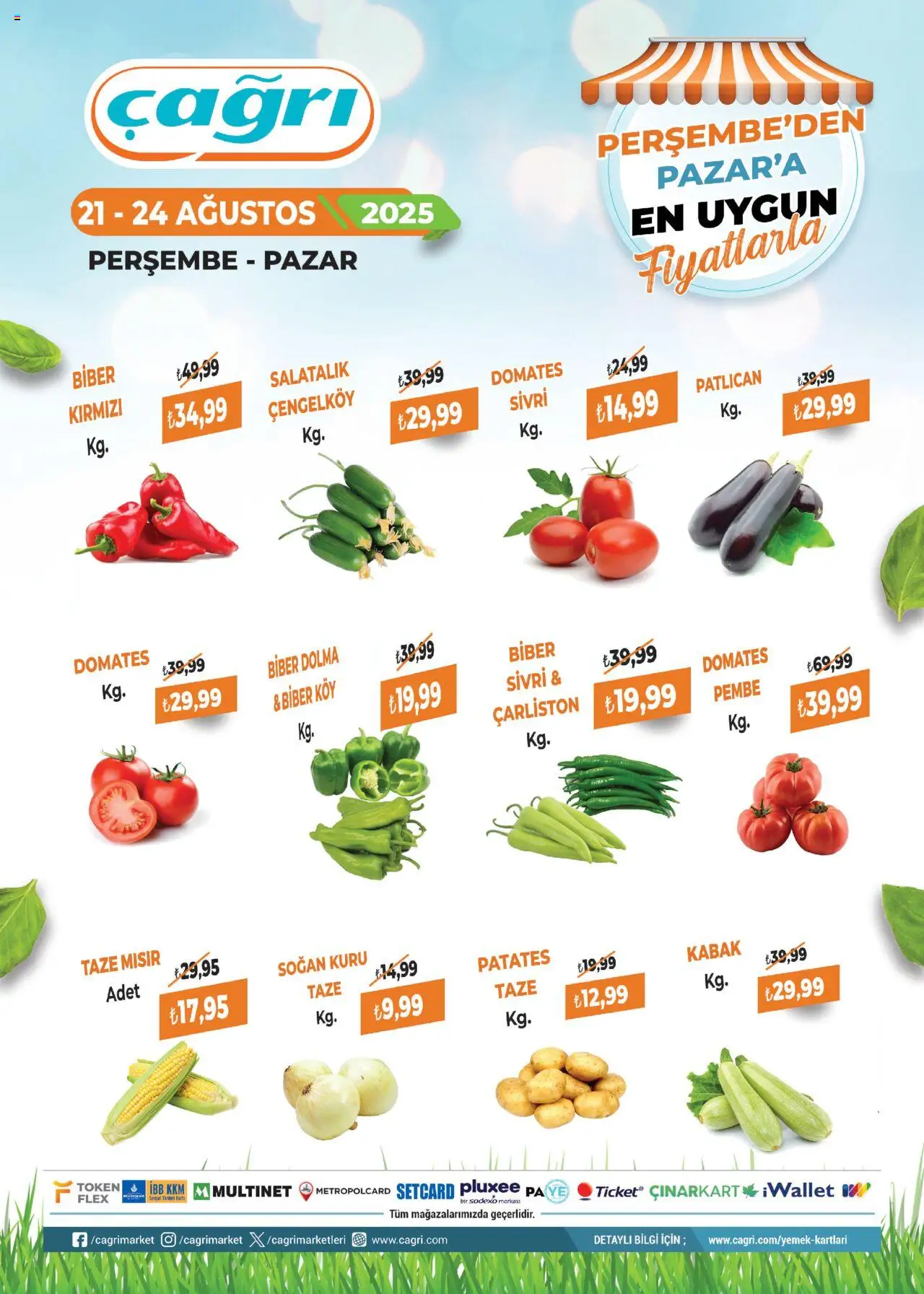 Çağrı Market Manav Katalog - 21.08.2025 tarihinden itibaren geçerlidir | Sayfa: 2 | Ürünler: Kabak, Salatalık, Patates, Mısır