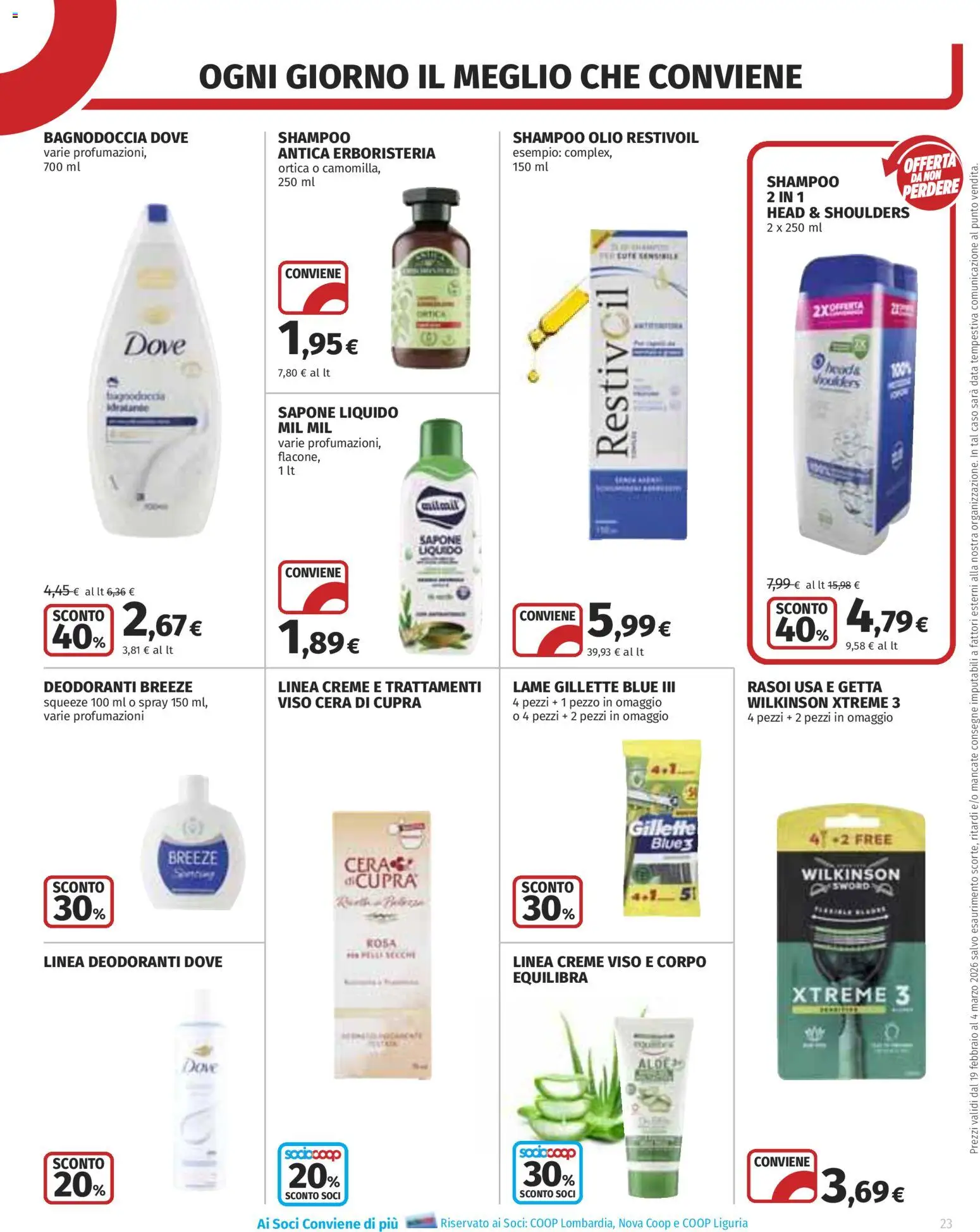 Volantino COOP del 19.02.2026 | Pagina: 23 | Prodotti: Shampoo, Sapone, Olio, Data
