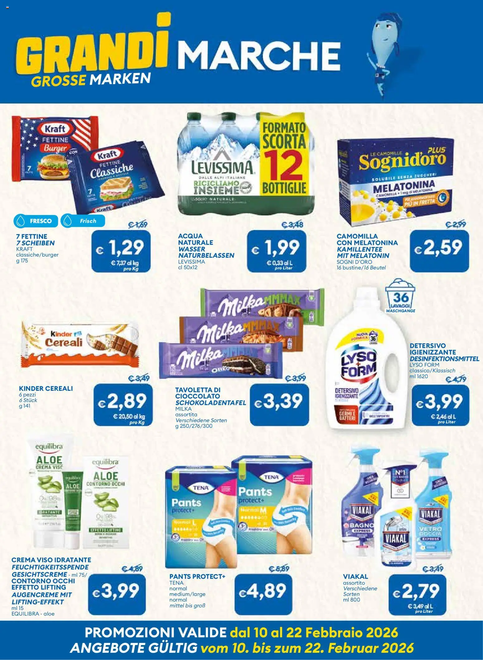 Volantino MD Discount del 10.02.2026 | Pagina: 6 | Prodotti: Cioccolato, Crema viso, Cereali, Acqua