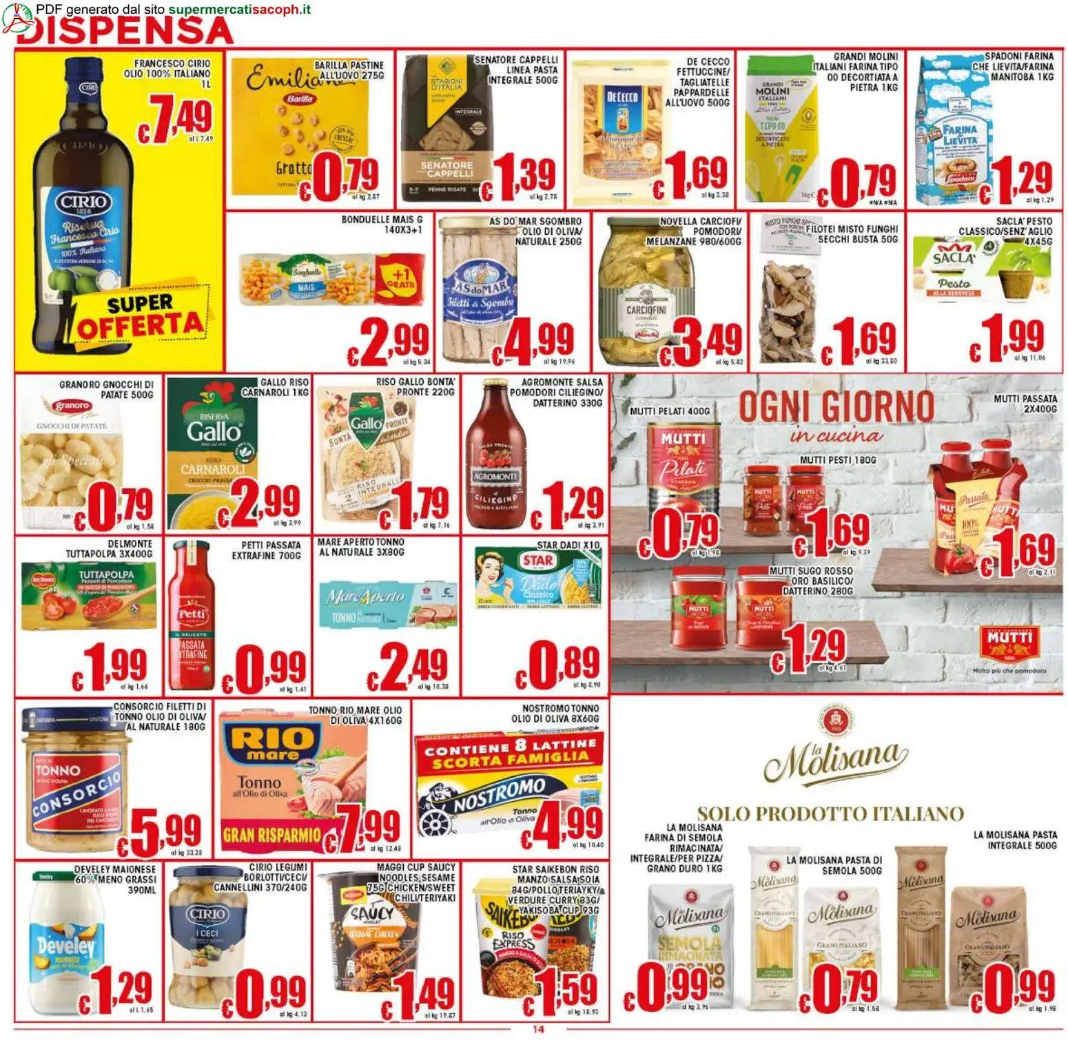 Volantino Sacoph del 06.03.2026 | Pagina: 14 | Prodotti: Pasta, Pesto, Mutti, Olio di Oliva