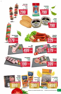 COOP akciós ujság - amely érvényes a következő dátumtól: 25.09.2025 | Oldal: 3 | Termékek: Hot dog, Kolbász, Pick, Bacon