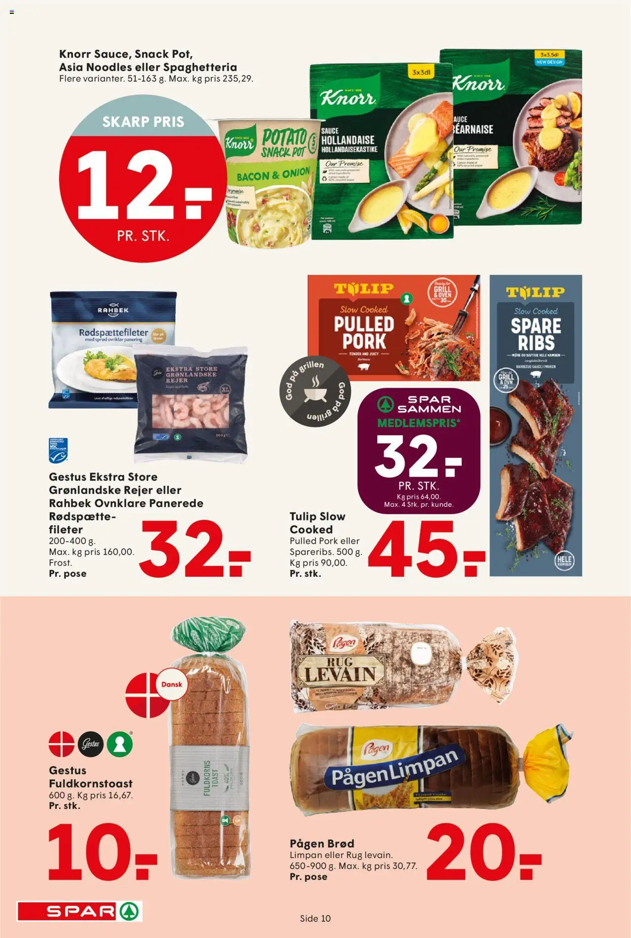Spar Tilbudsavis gyldig fra 22.08.2025 | Side: 10 | Produkter: Brød, Ribs, Is, Rejer