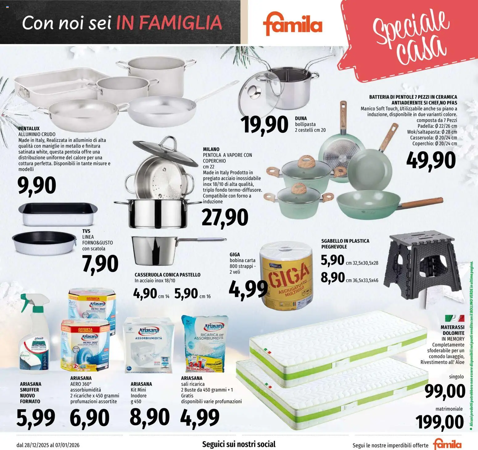 Volantino Famila del 28.12.2025 | Pagina: 23 | Prodotti: Sgabello, Padella, Alluminio, Batteria