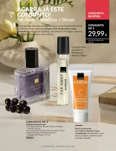 Pré-visualização Far Away + Mini Eau + Sérum, Conjunto de 3 composto por: Far Away Glamour Eau de Parfum em Spray Para Ela | 30 ml |, Far Away Glamour Mini Eau Em Spray | 10 ml |, Sérum Radiance Maximising Anew - Tamanho de Viagem | 10 ml | válido de 01.03.2026 | Página: 107 | Produtos: Fragrância, Sérum, Vitamina c