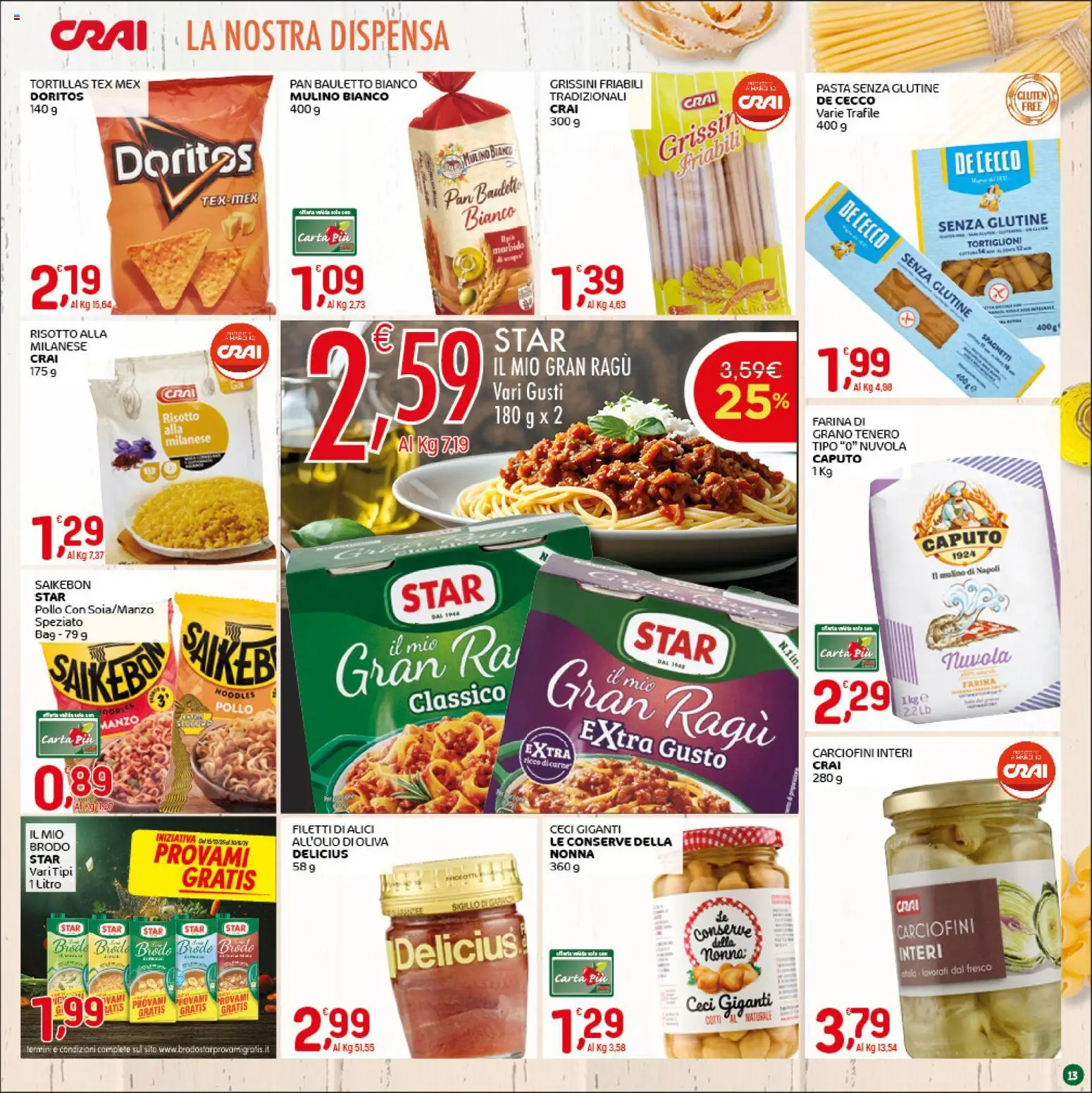 Volantino CRAI del 05.03.2026 | Pagina: 13 | Prodotti: Pasta senza glutine, Manzo, Pasta, Tortillas