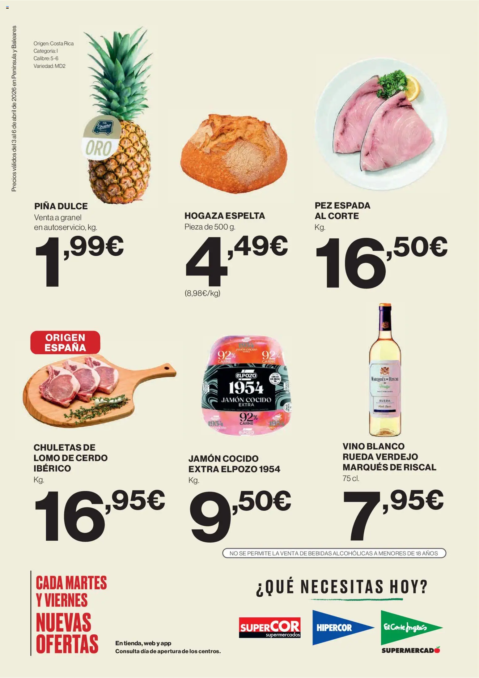 El Corte Inglés ofertas │ válido desde el 03.04.2026 | Página: 2 | Productos: Jamón, Jamón cocido, Vino, Piña