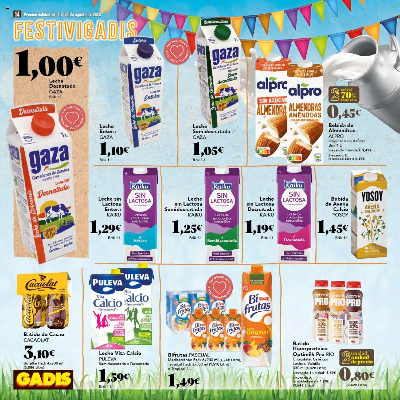 Gadis folleto │ válido desde el 07.08.2025 | Página: 14 | Productos: Leche, Café, Φρυγανιές σικάλεως