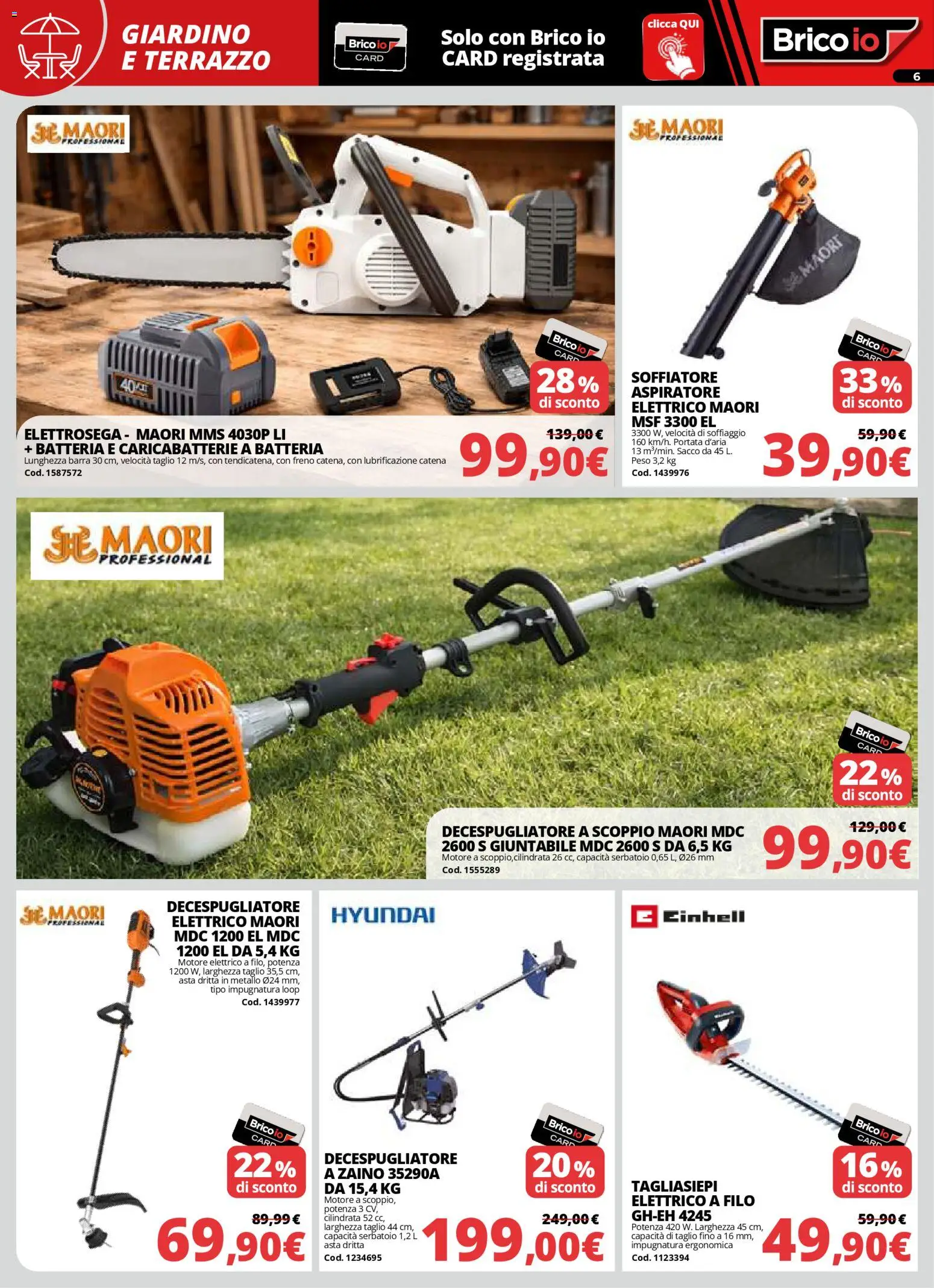 Volantino Brico io del 05.03.2026 | Pagina: 6 | Prodotti: Zaino, Tagliasiepi, Batteria, Caricabatterie