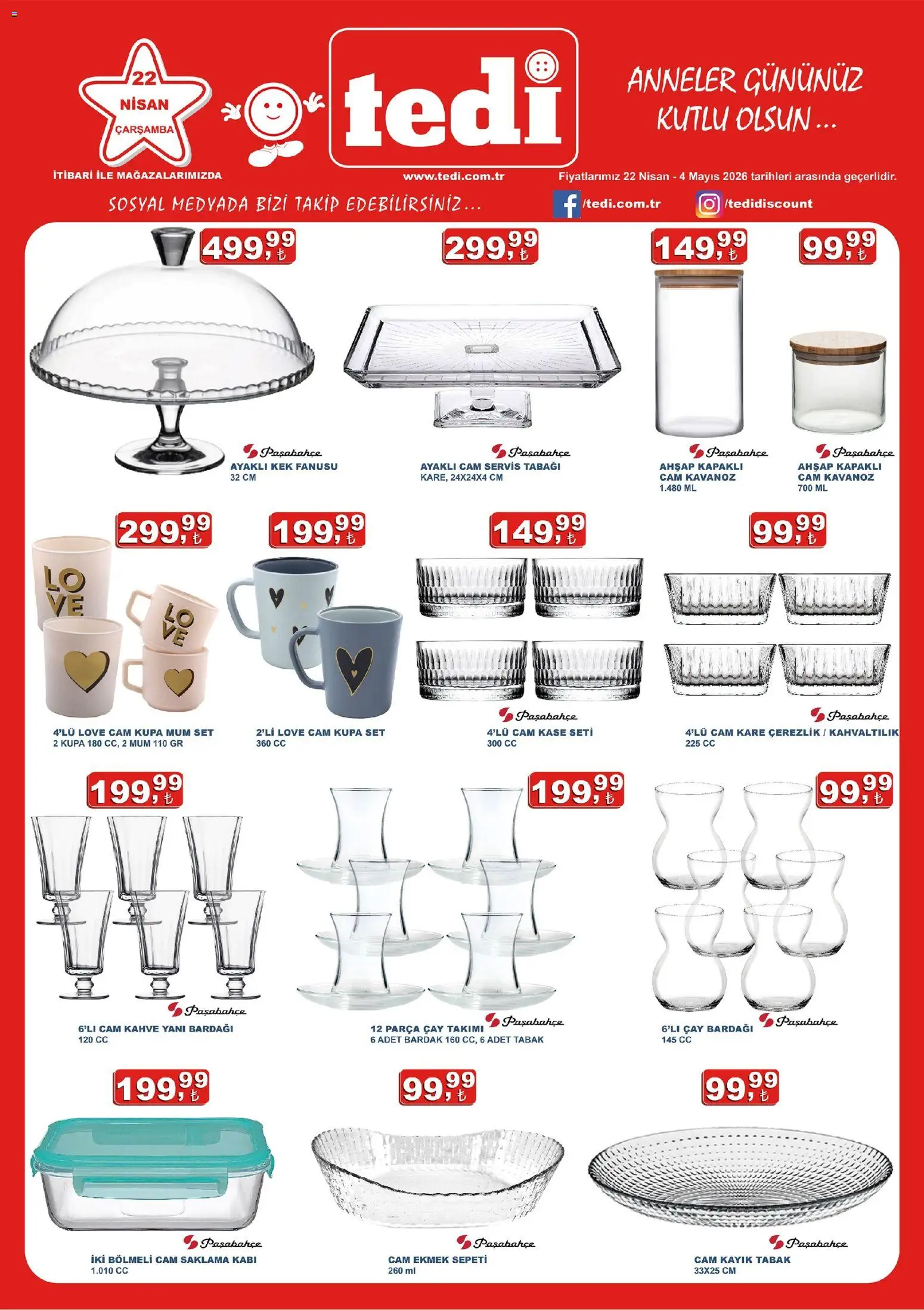 Tedi  Katalog - 22.04.2026 tarihinden itibaren geçerlidir | Sayfa: 1 | Ürünler: Ekmek, Kahve, Çay, Çay bardağı