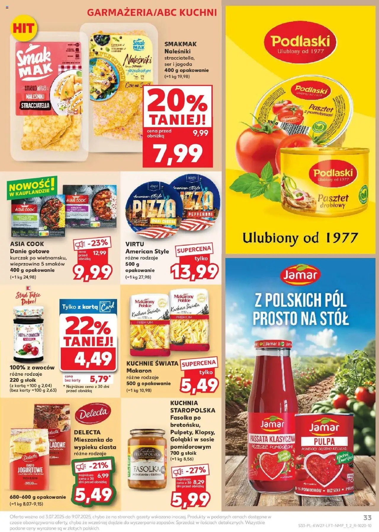 Kaufland gazetka od 03.07.2025 | Strona: 33 | Produkty: Karta, Ciasto, Makarony, Naleśniki