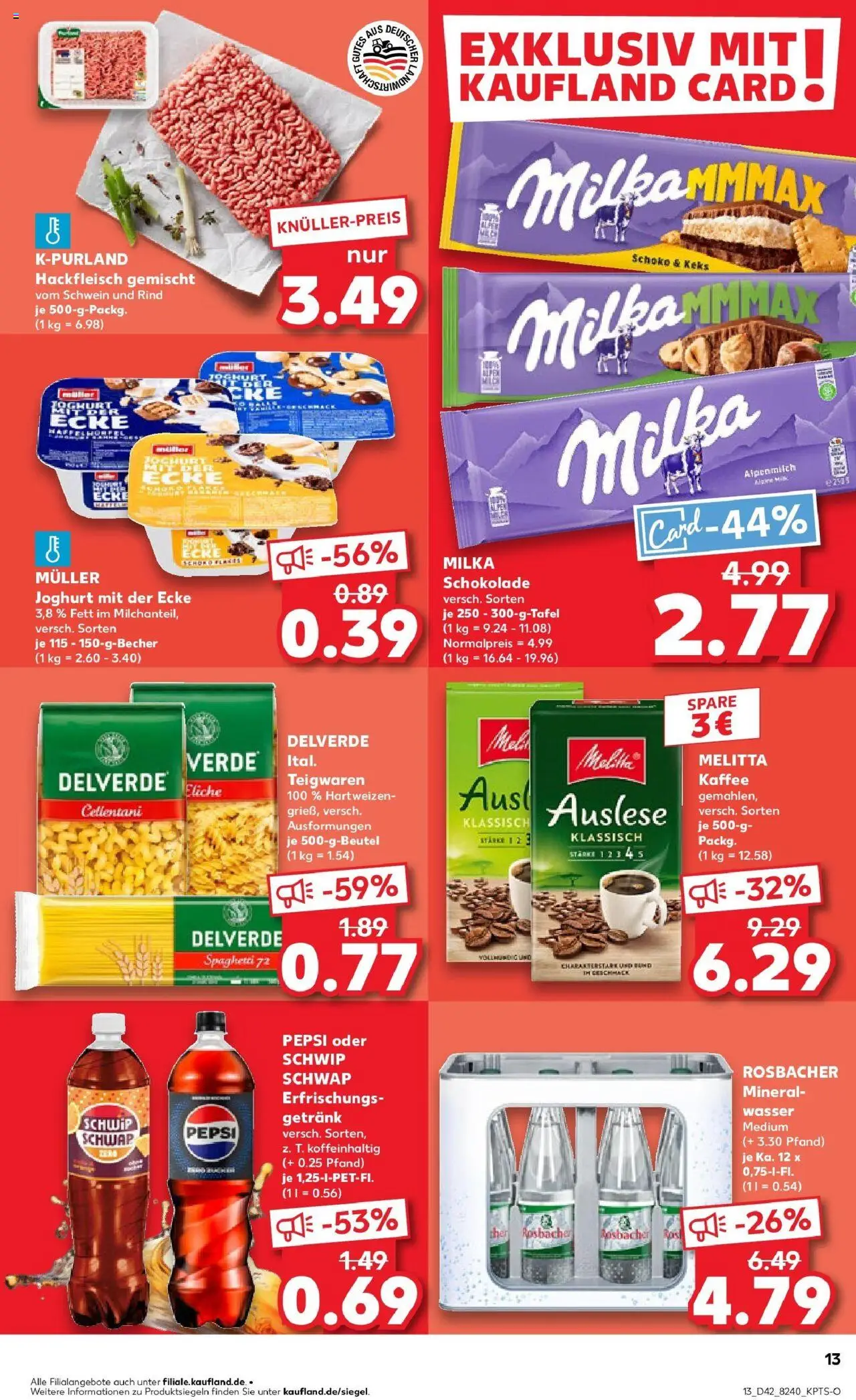 Kaufland prospekt Biedenkopf	 – gültig ab 19.10.2025 | Seite: 13 | Produkte: Schokolade, Milka schokolade, Pasta, Hackfleisch