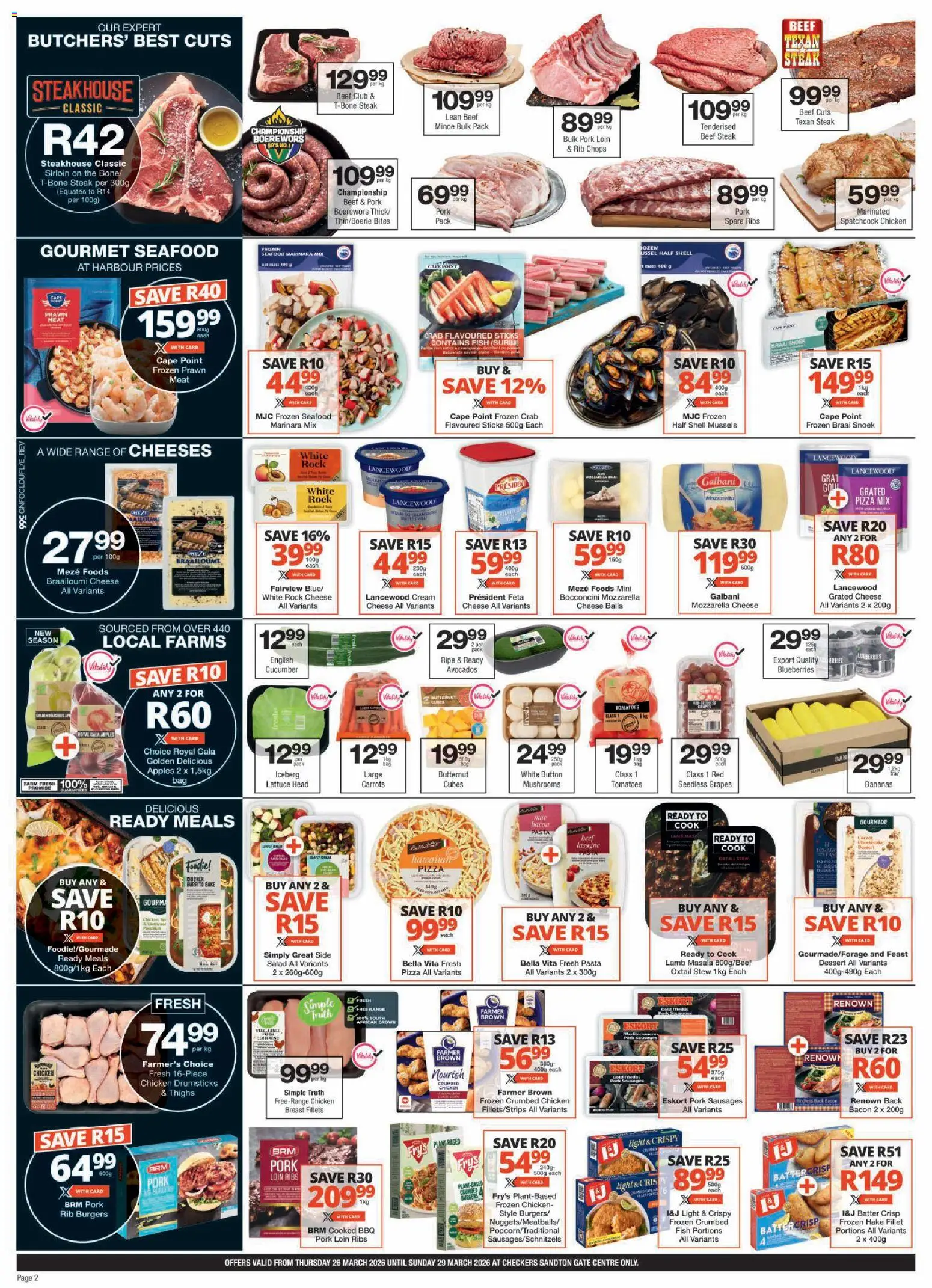 New Checkers catalogue – valid from 26.03.2026 | Page: 2 | Products: Steak, Fish, Pasta, Seafood