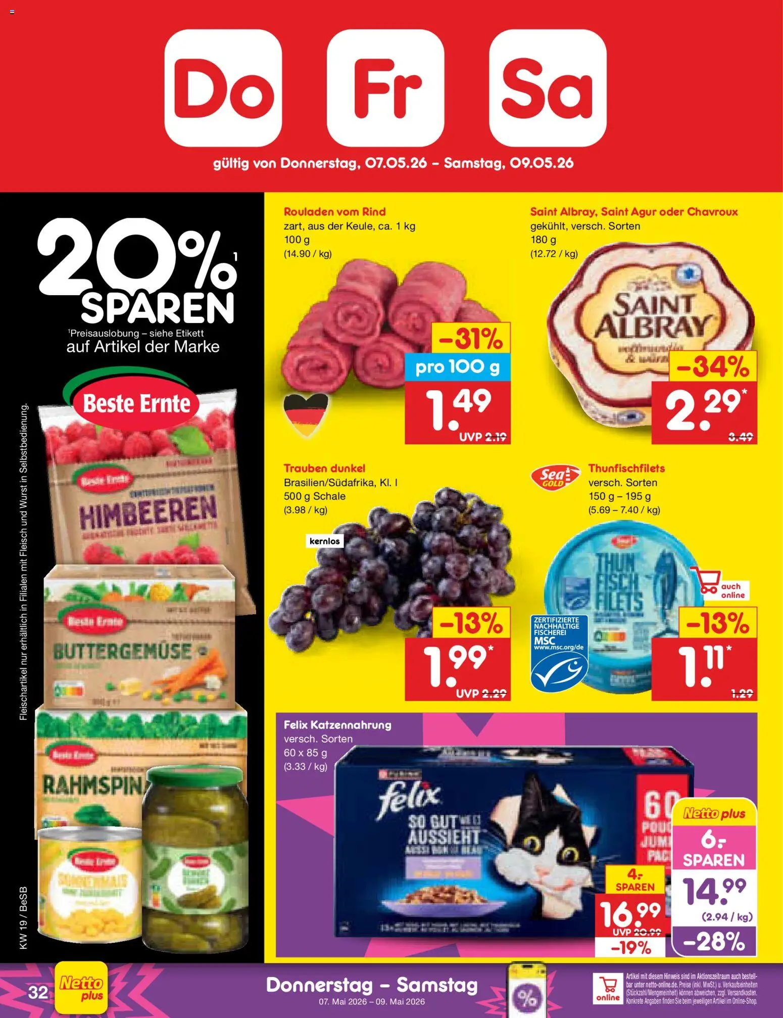 Netto Marken-Discount Prospekt 	 – gültig ab 04.05.2026 | Seite: 46 | Produkte: Himbeeren, Trauben, Wurst, Fleisch