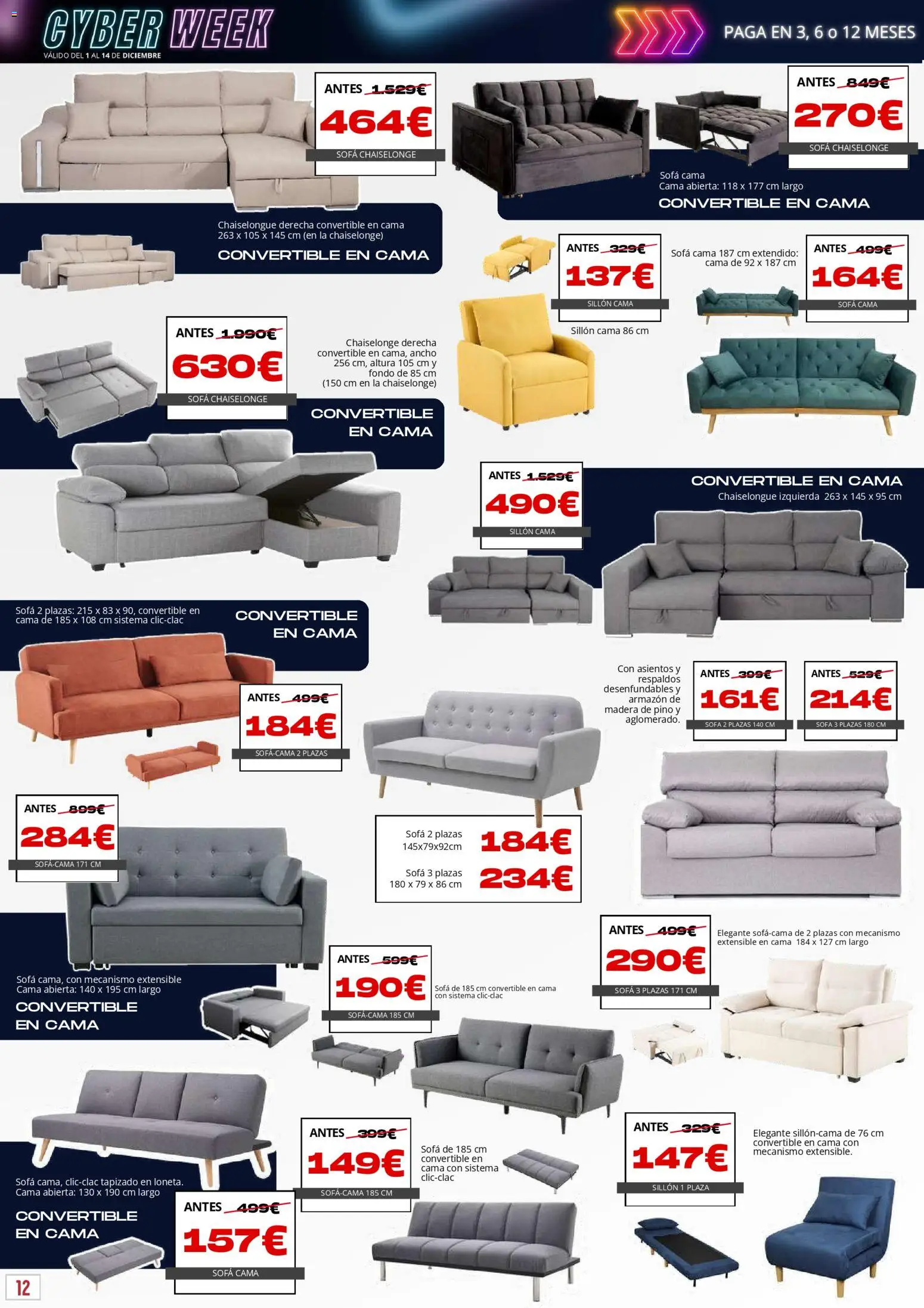Atrapa Muebles - folleto │ válido desde el 01.12.2025 | Página: 12 | Productos: Sofá cama, Cama, Sofá, Sillón