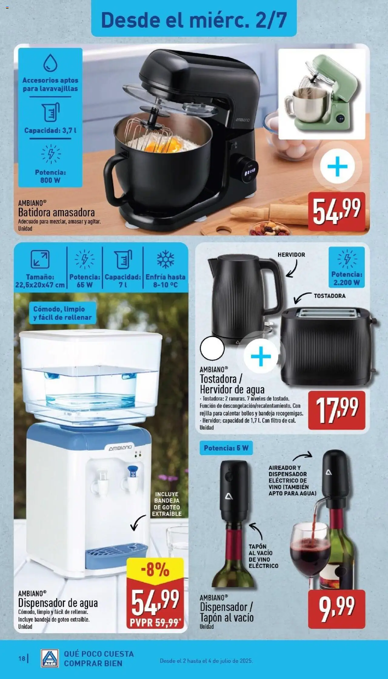 Aldi folleto Baleares │ válido desde el 30.06.2025 | Página: 18 | Productos: Dispensador, Lavavajillas, Batidora, Bandeja