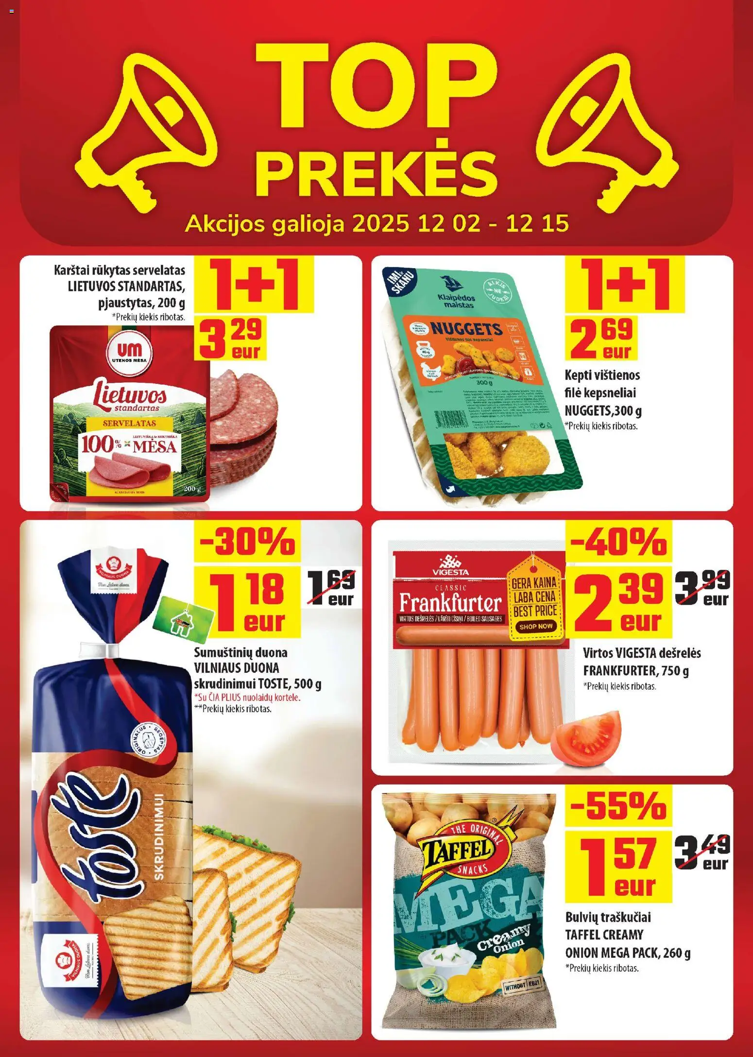 ČIA MARKET akcijos nuo 02.12.2025 | Puslapis: 2 | Prekių: Duona skrudinimui, Vištienos, Duona, Traškučiai