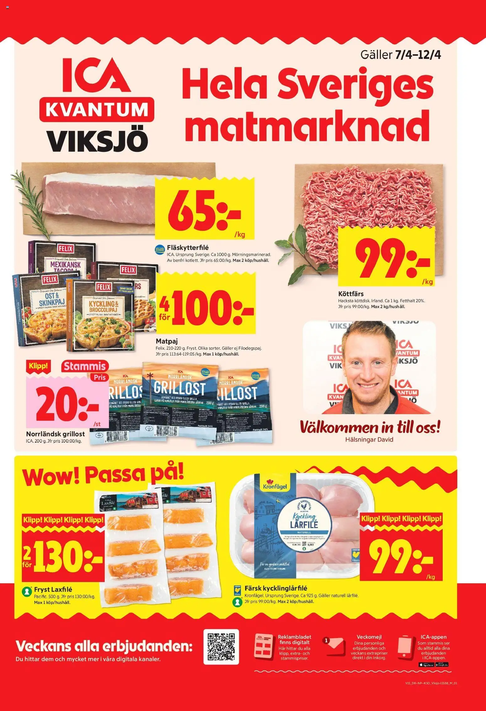 ICA Kvantum reklamblad aktuell från 06.04.2026 | Sida: 1 | Produkter: Grillost, Galler, Fläskytterfilé, Ost