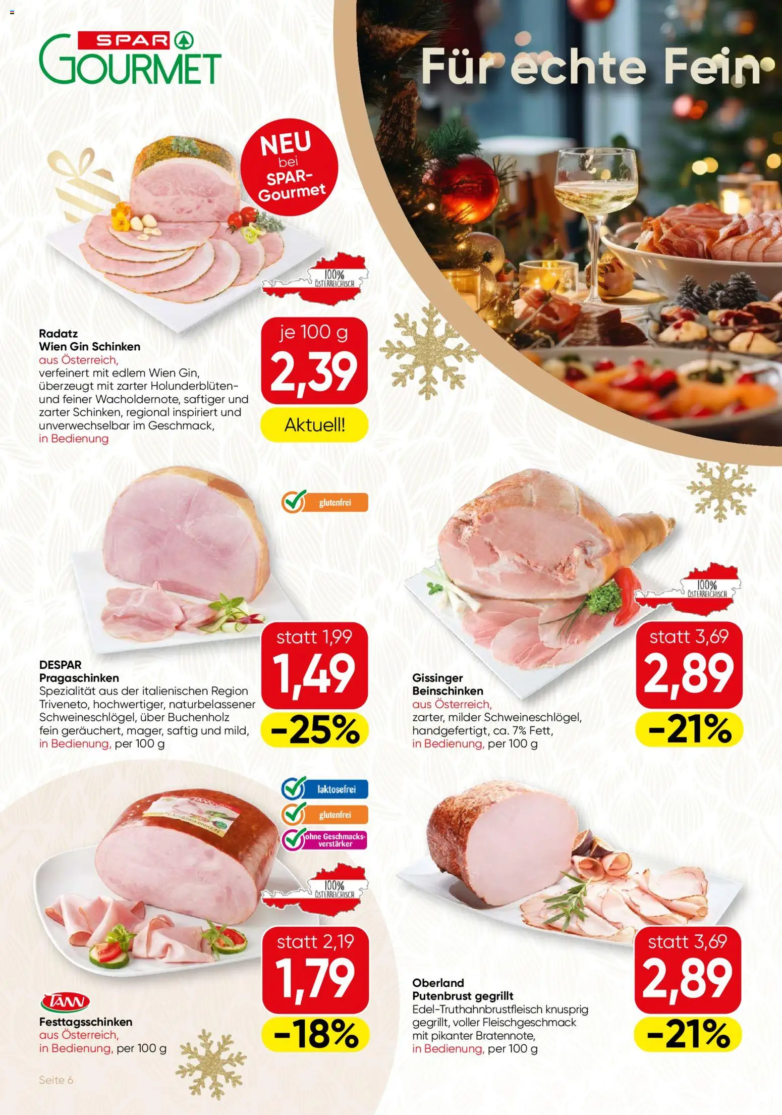 SPAR Gourmet Flugblatt gültig ab 18.12.2025 | Seite: 6 | Produkte: Gin, Schinken