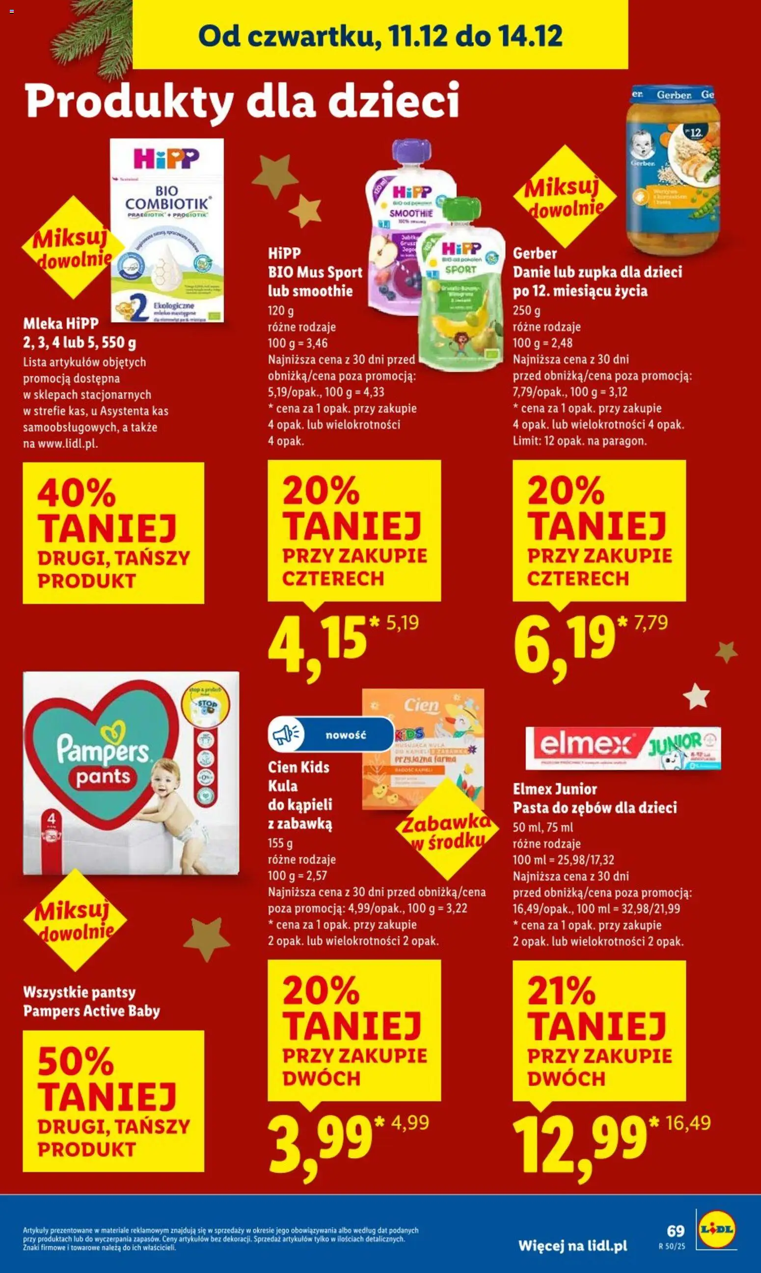 Lidl Gazetka od 11.12.2025 | Strona: 69 | Produkty: Kula do kąpieli, Mleka, Smoothie, Pasta do zębów