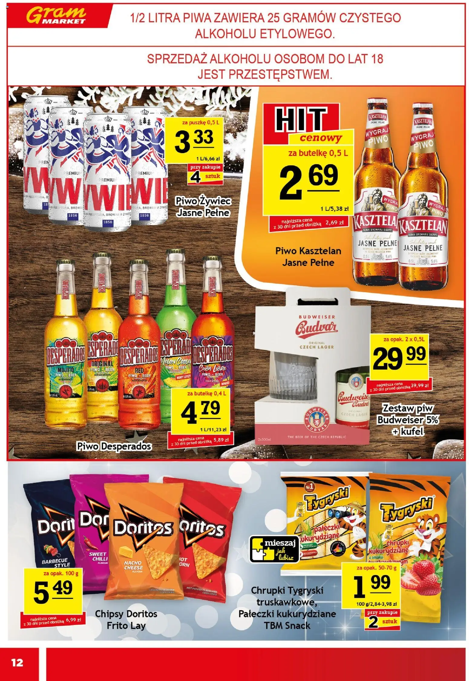 Gram Market Gazetka od 10.12.2025 | Strona: 12 | Produkty: Chrupki, Piwo Desperados, Doritos, Piwo