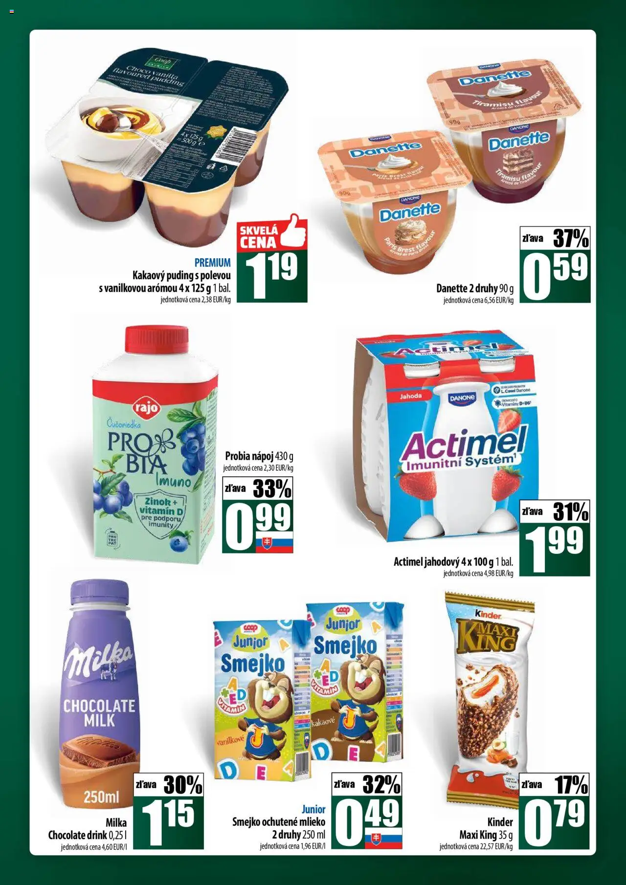 Nové COOP Jednota akcie – leták je platný od 02.10.2025 | Strana: 27 | Produkty: Mlieko, Puding, Kinder, Actimel
