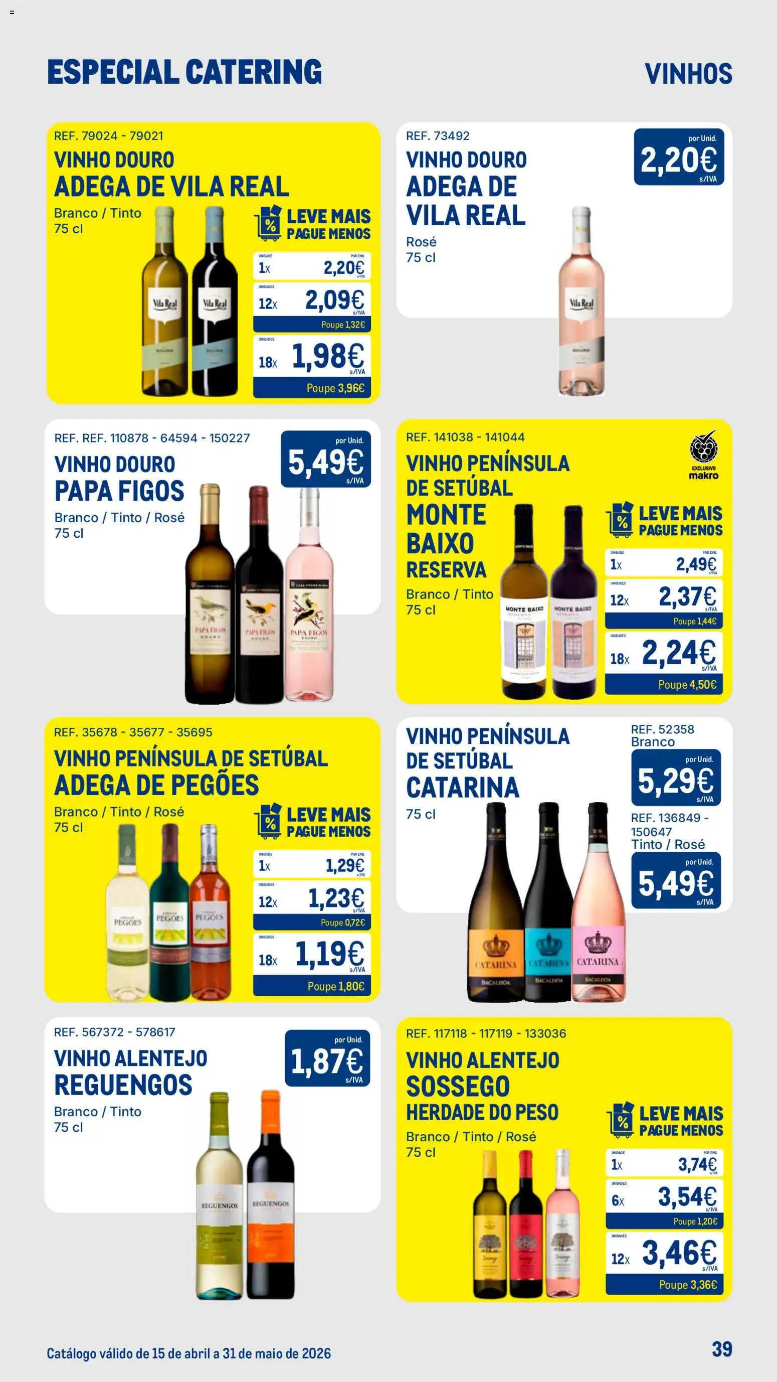 Makro Especial Catering │ válido de 15.04.2026 | Página: 39 | Produtos: Vinho