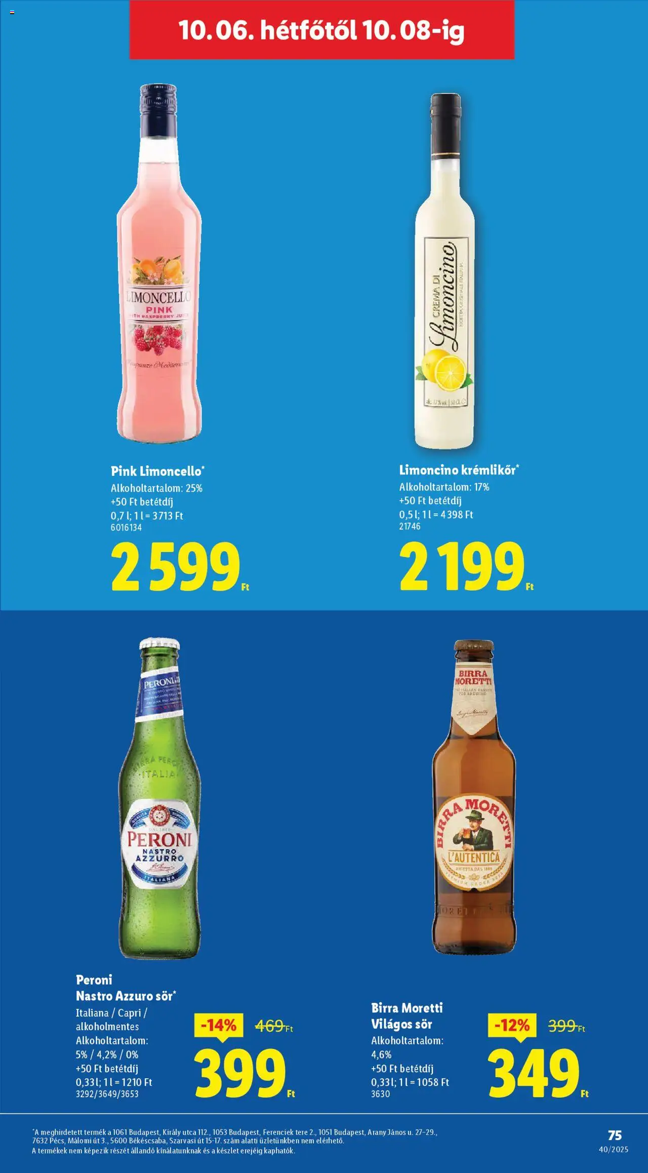 Lidl akciós ujság - amely érvényes a következő dátumtól: 02.10.2025 | Oldal: 75 | Termékek: Sör