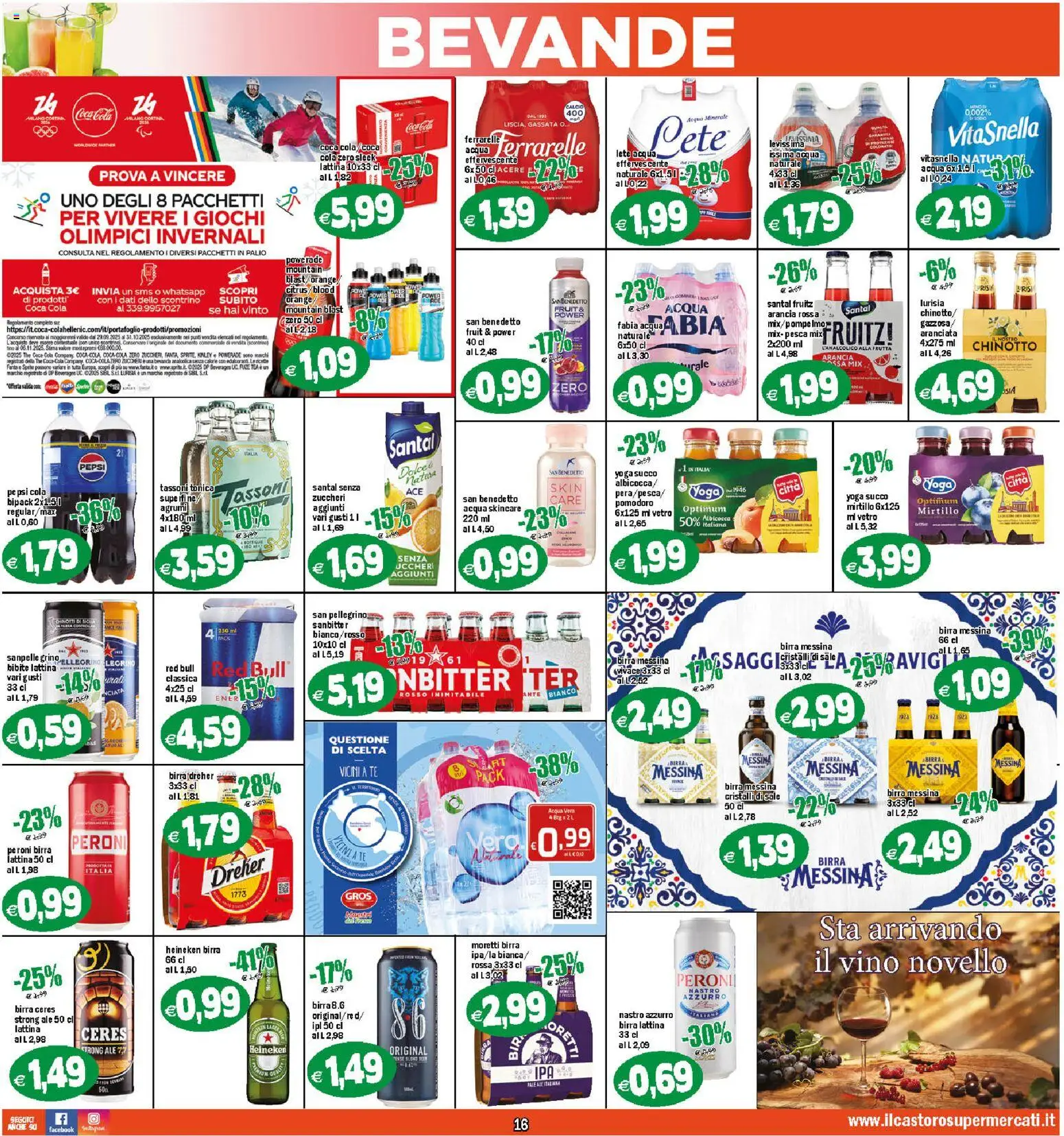Volantino Il Castoro del 17.10.2025 | Pagina: 16 | Prodotti: Pesca, The, Fanta, Coca Cola