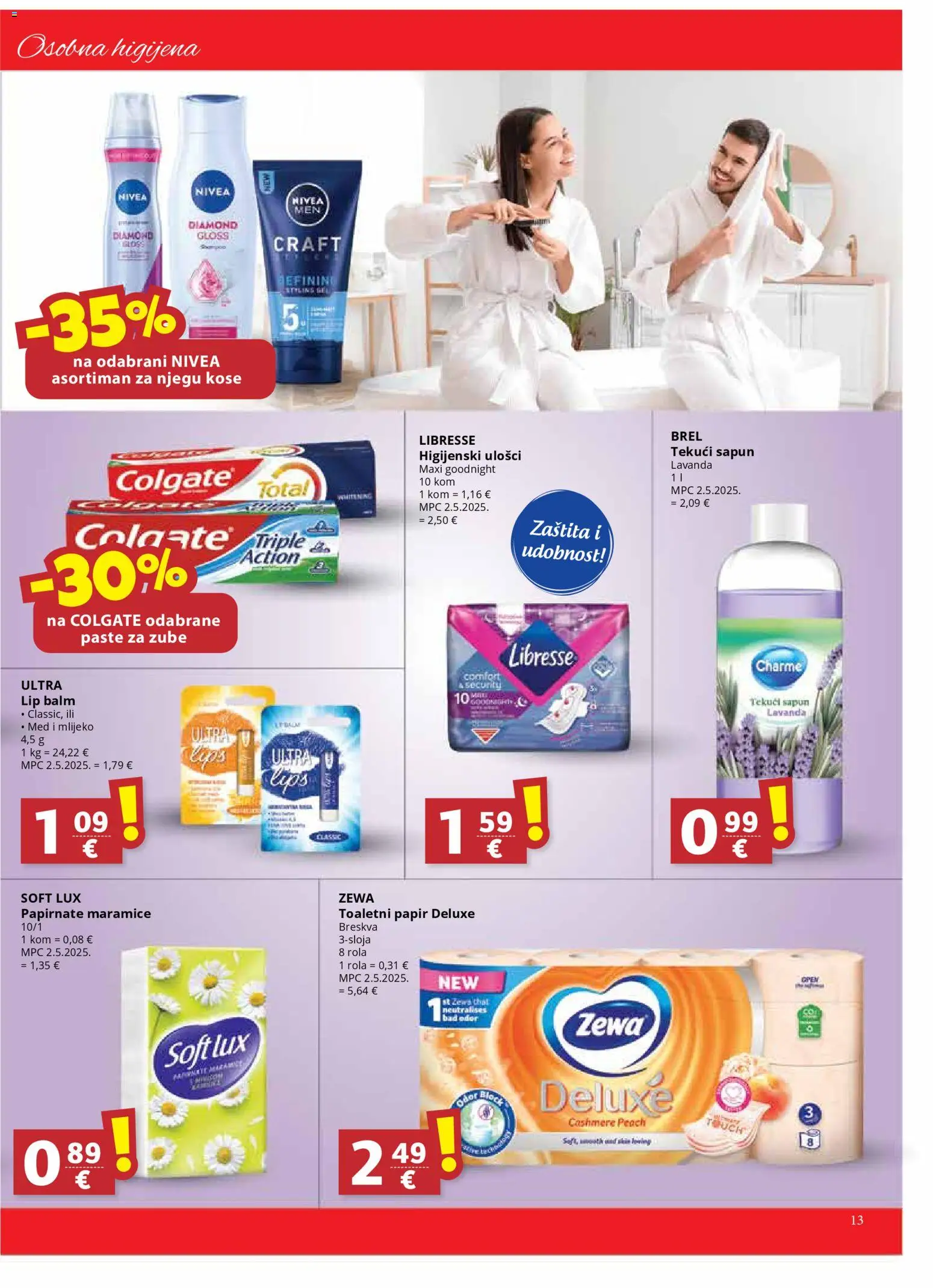 Ribola katalog | vrijedi od 21.01.2026 | Stranica: 13 | Proizvodi: Sapun, Breskva, Nivea, Libresse