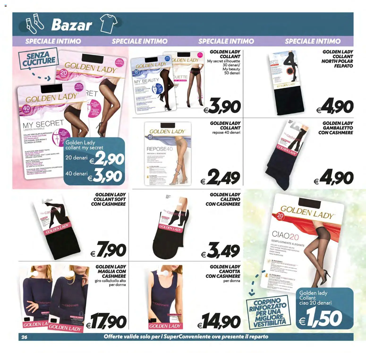 Volantino SuperConveniente del 05.01.2026 | Pagina: 26 | Prodotti: Canotta, Intimo, Cintura, Collant