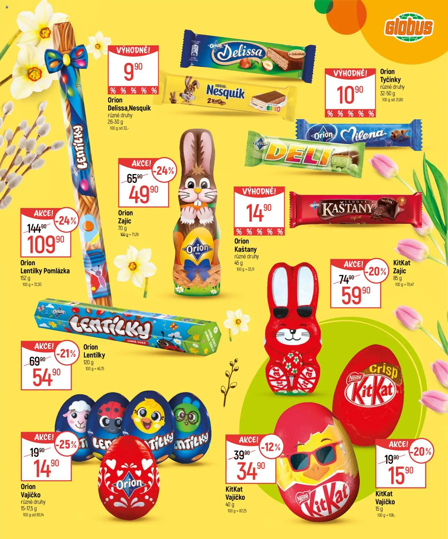 Globus leták - Velikonoce od 04.03.2026 | Strana: 3 | Produkty: Tyčinky, Nesquik, Lentilky, LED