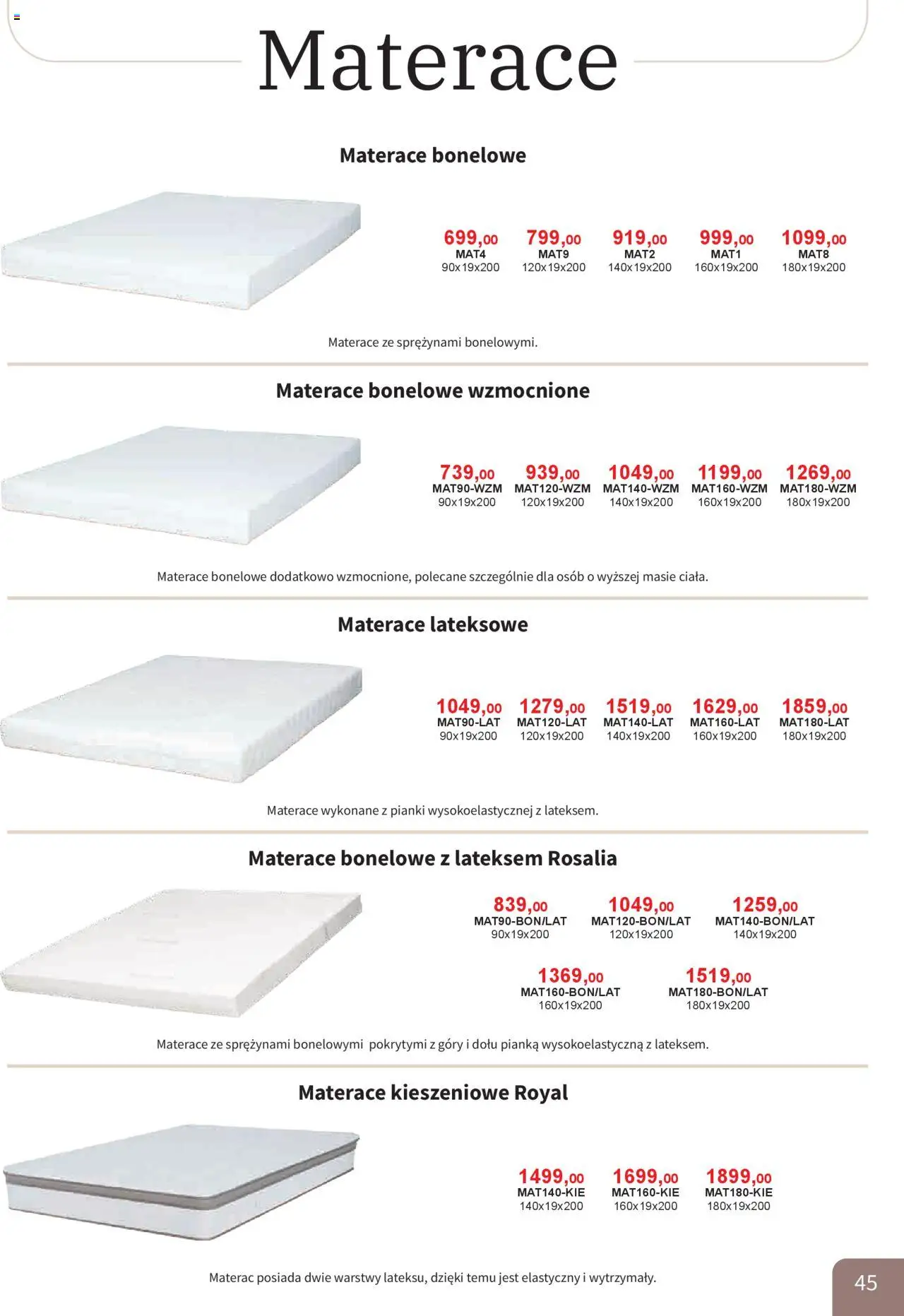 Bodzio Katalog od 01.10.2025 | Strona: 45 | Produkty: Materac, Pianki
