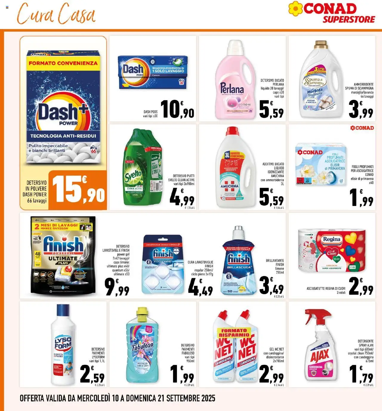 Volantino Conad del 10.09.2025 | Pagina: 24 | Prodotti: Detersivo in polvere, Ammorbidente, Candeggina, Limone
